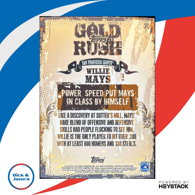 2012 Topps Willie Mays Gold Rush Wrapper Redemption