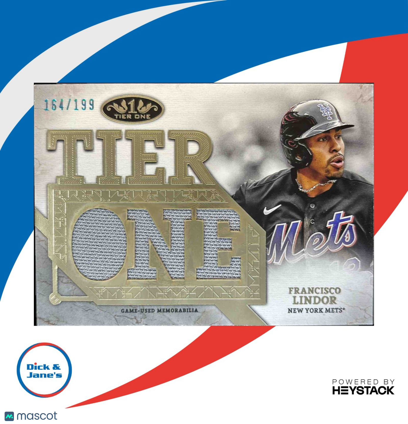 2024 Topps Tier One Francisco Lindor Relics Die Cut 164/199 MEM New York Mets