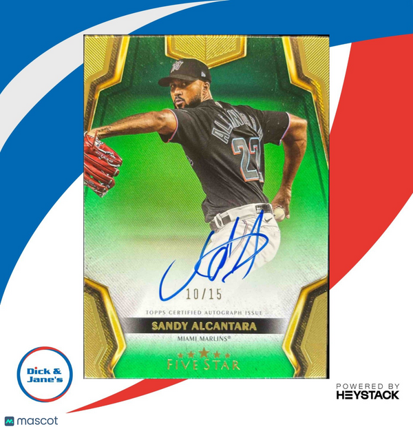 2024 Topps Five Star Sandy Alcantara Green 10/15 #FSA-SA Auto Miami Marlins