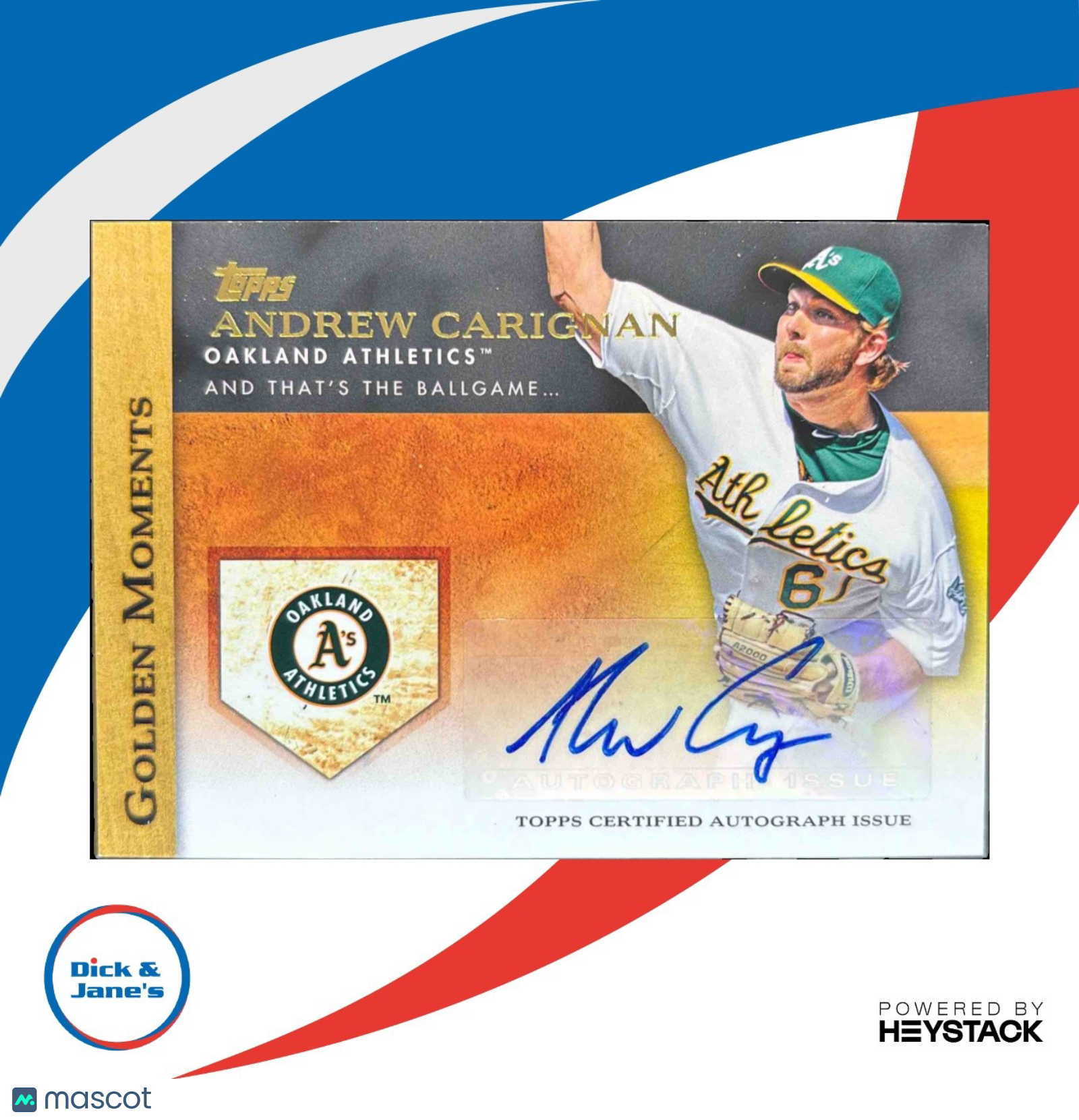 2012 Topps Andrew Carignan Golden Moments Auto #GMA-ACA RC Oakland Athletics