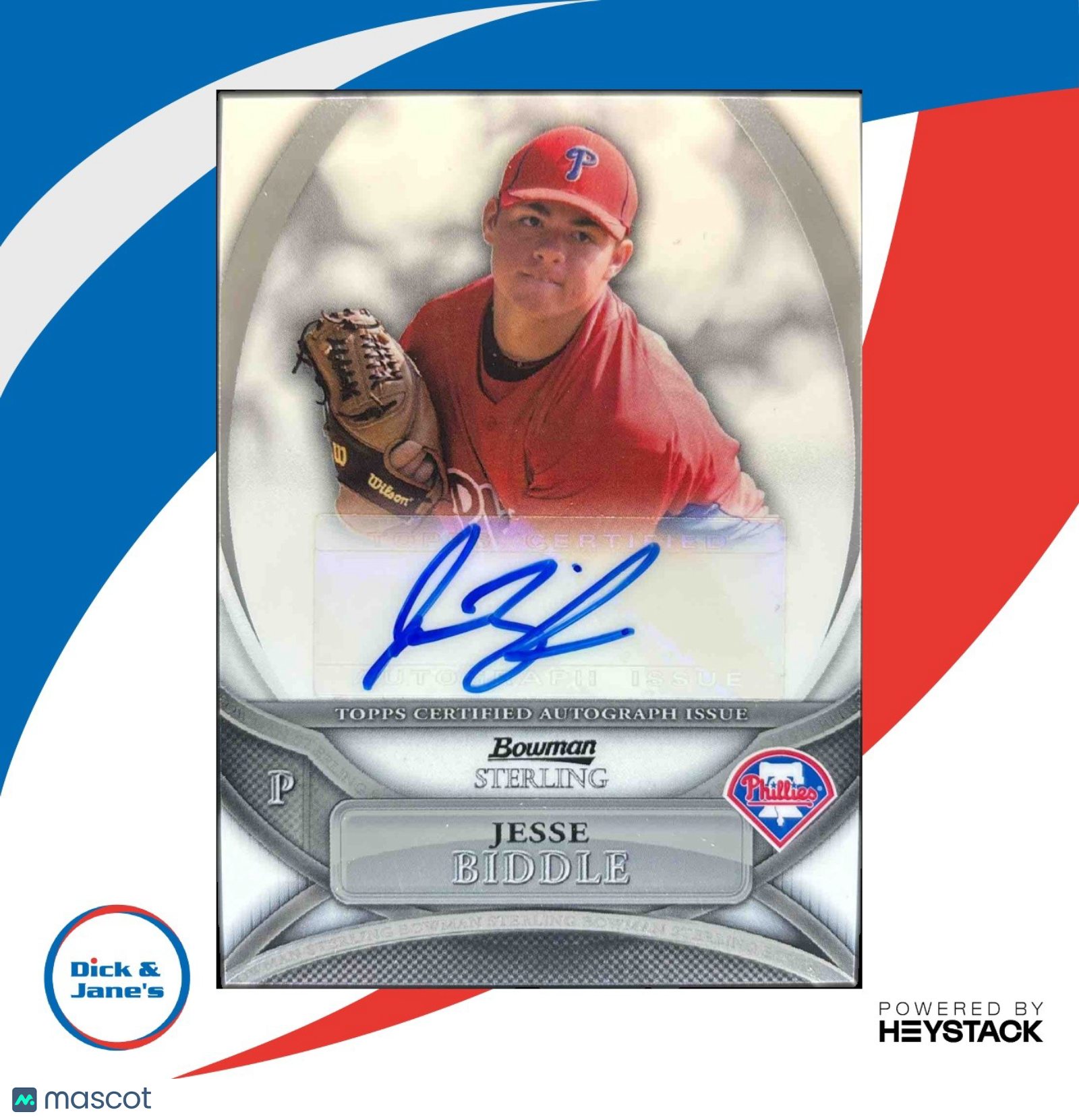 2010 Bowman Sterling Jesse Biddle Prospect Auto #BSP-JB Philadelphia Phillies