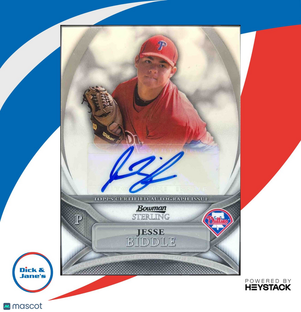 2010 Bowman Sterling Jesse Biddle Prospect Auto #BSP-JB Philadelphia Phillies
