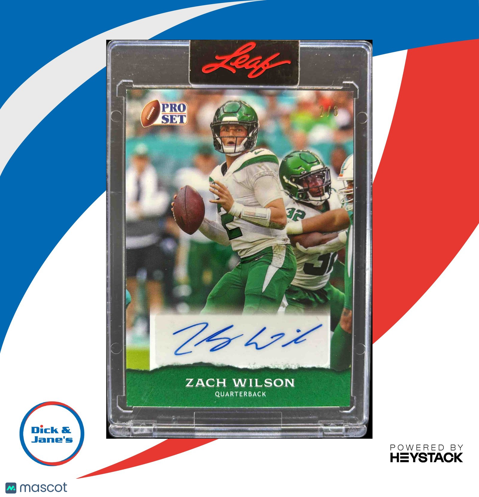 2022 Pro Set Sports Zach Wilson Green /3 #PSA-ZW1 Auto New York Jets