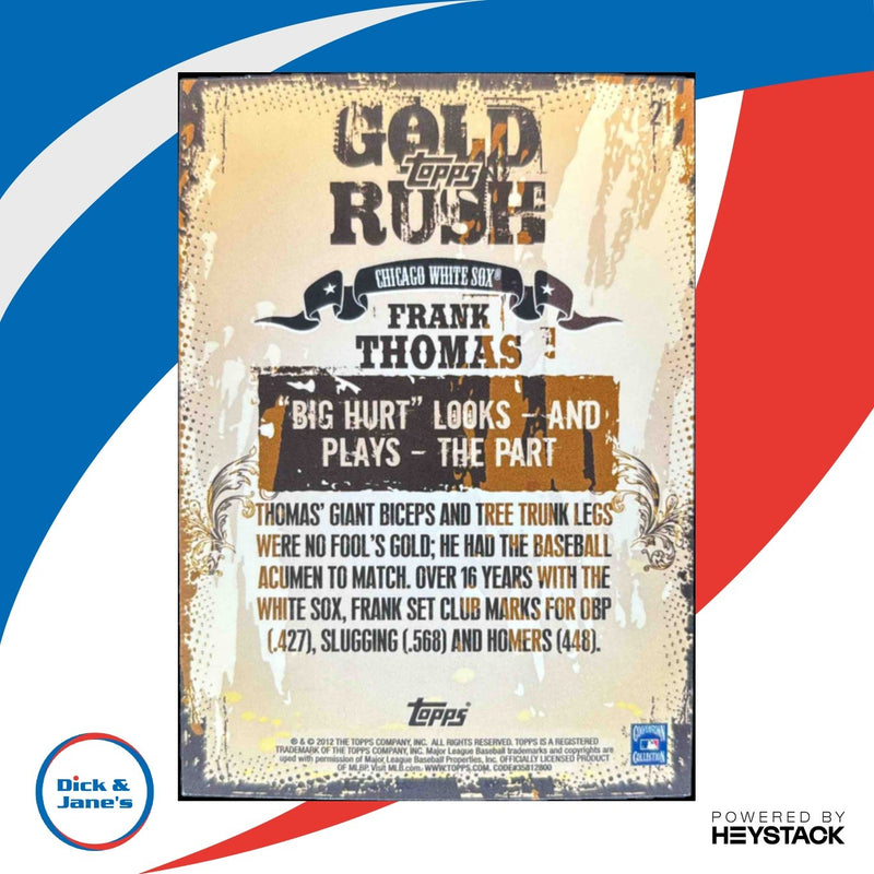 2012 Topps Frank Thomas Gold Rush Wrapper Redemption