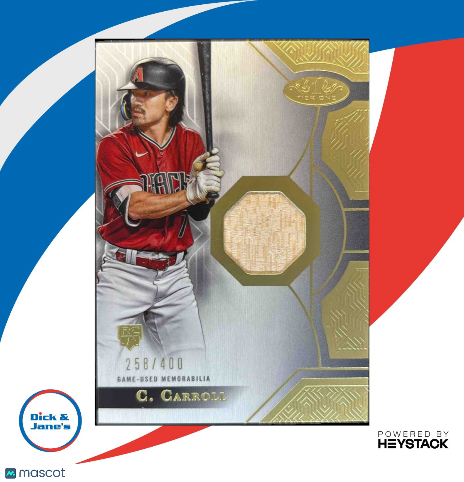 2023 Topps Tier One Corbin Carroll Rookie Relics 258/400 RC Arizona Diamondbacks