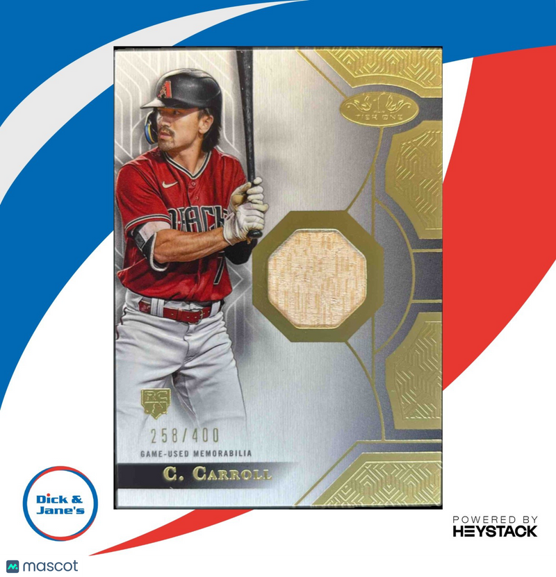 2023 Topps Tier One Corbin Carroll Rookie Relics 258/400 RC Arizona Diamondbacks