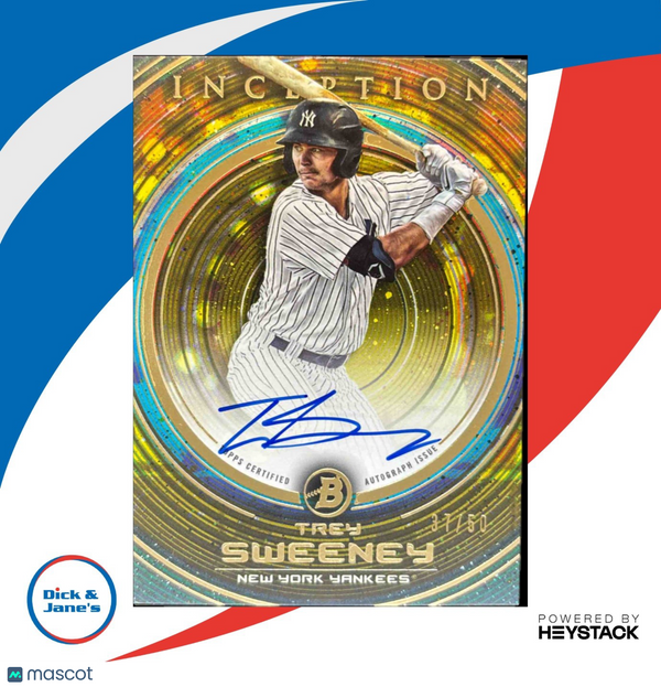 2022 Bowman Inception Trey Sweeney Prospect Auto Gold Foil 37/50 NY Yankees
