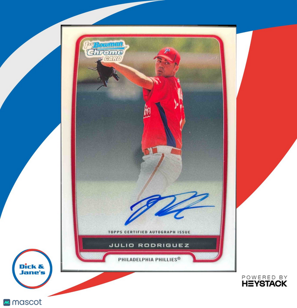 2012 Bowman Julio Rodriguez Chrome Prospect Auto #BCP101 Philadelphia Phillies