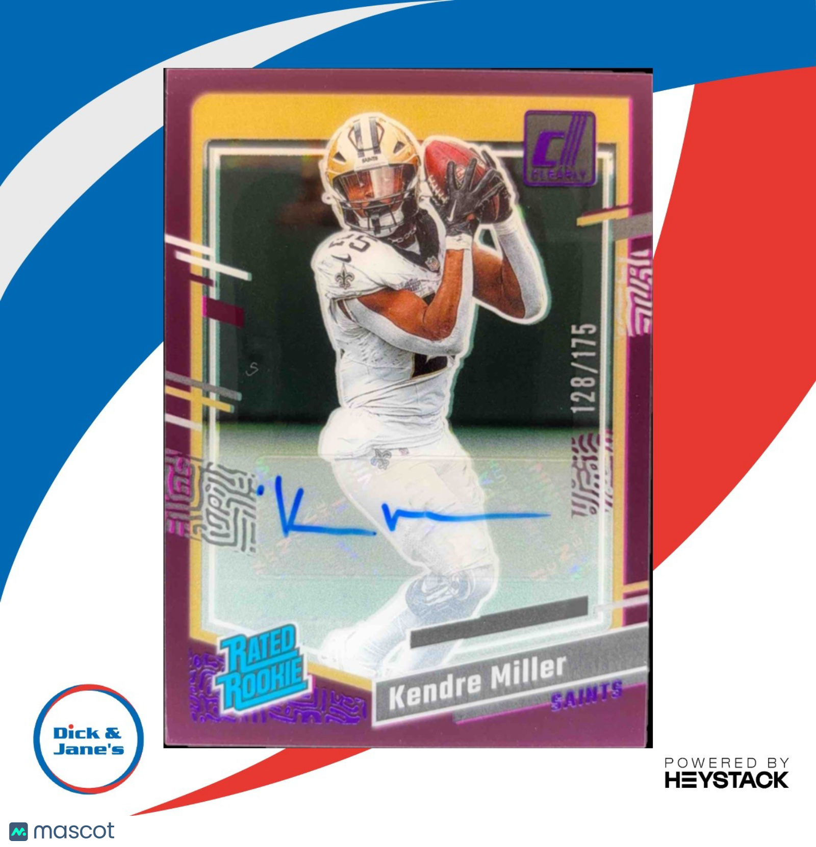 2023 Clearly Donruss Kendre Miller Rated Rookie Auto Purple 128/175 #72 RC