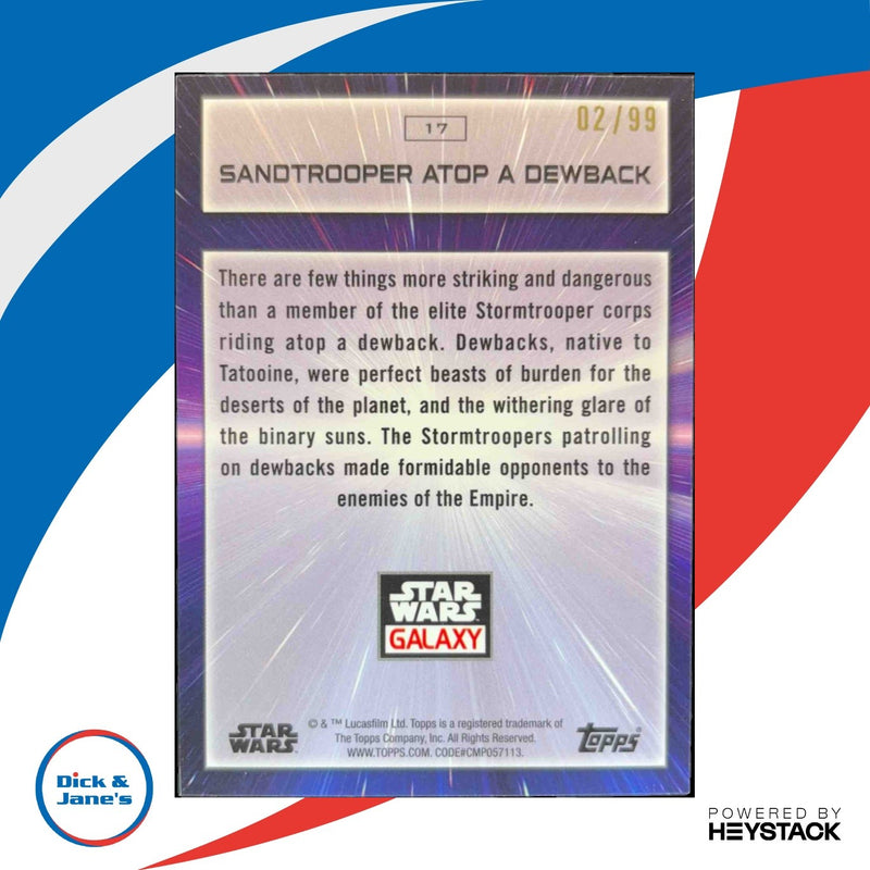 2022 Topps Chrome Star Wars Galaxy Sandtrooper Atop a Dewback SN99 Wave /99