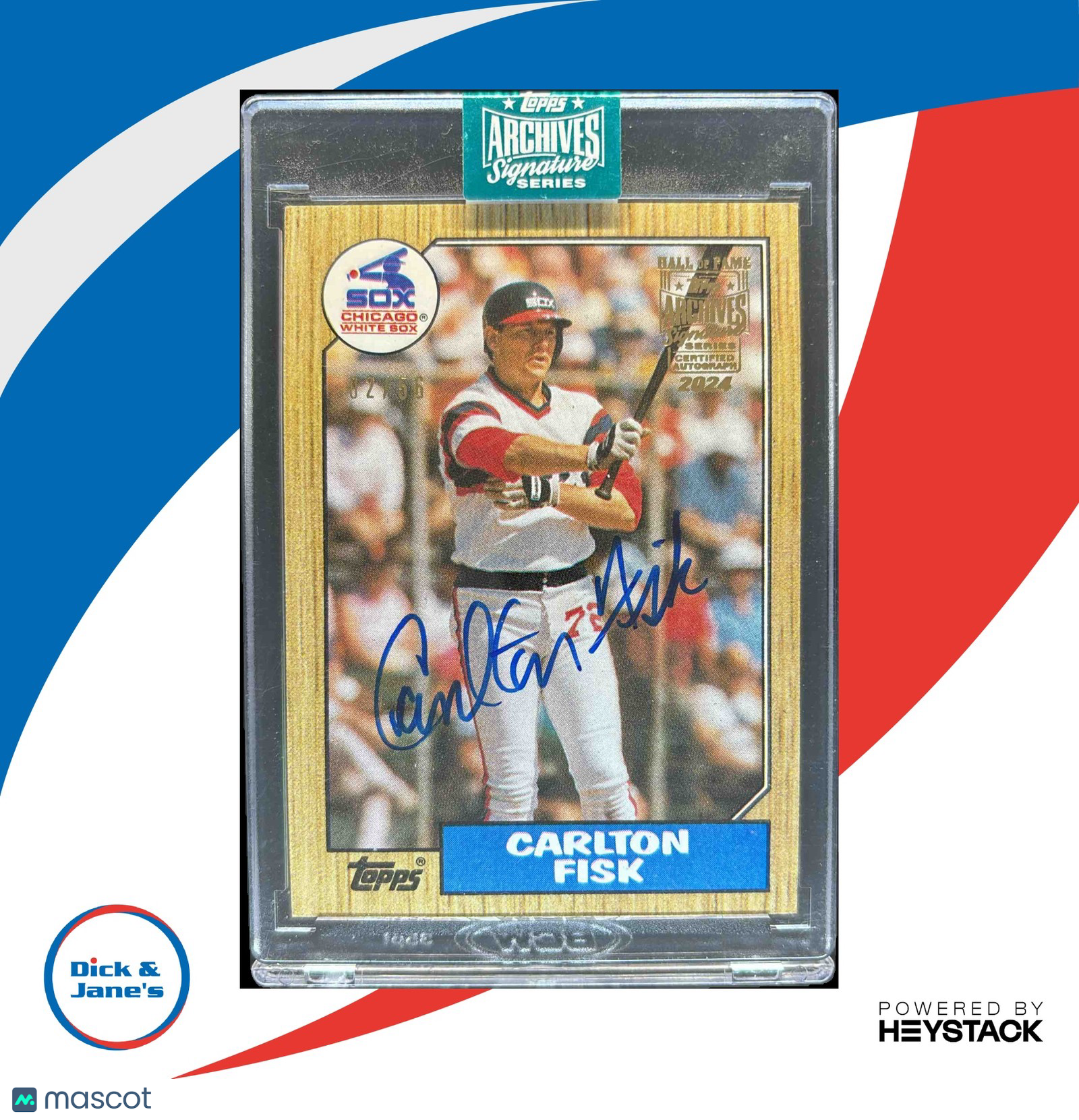 2024 Topps Archives Signature Series Retired Player Edition Carlton Fisk/56 Auto