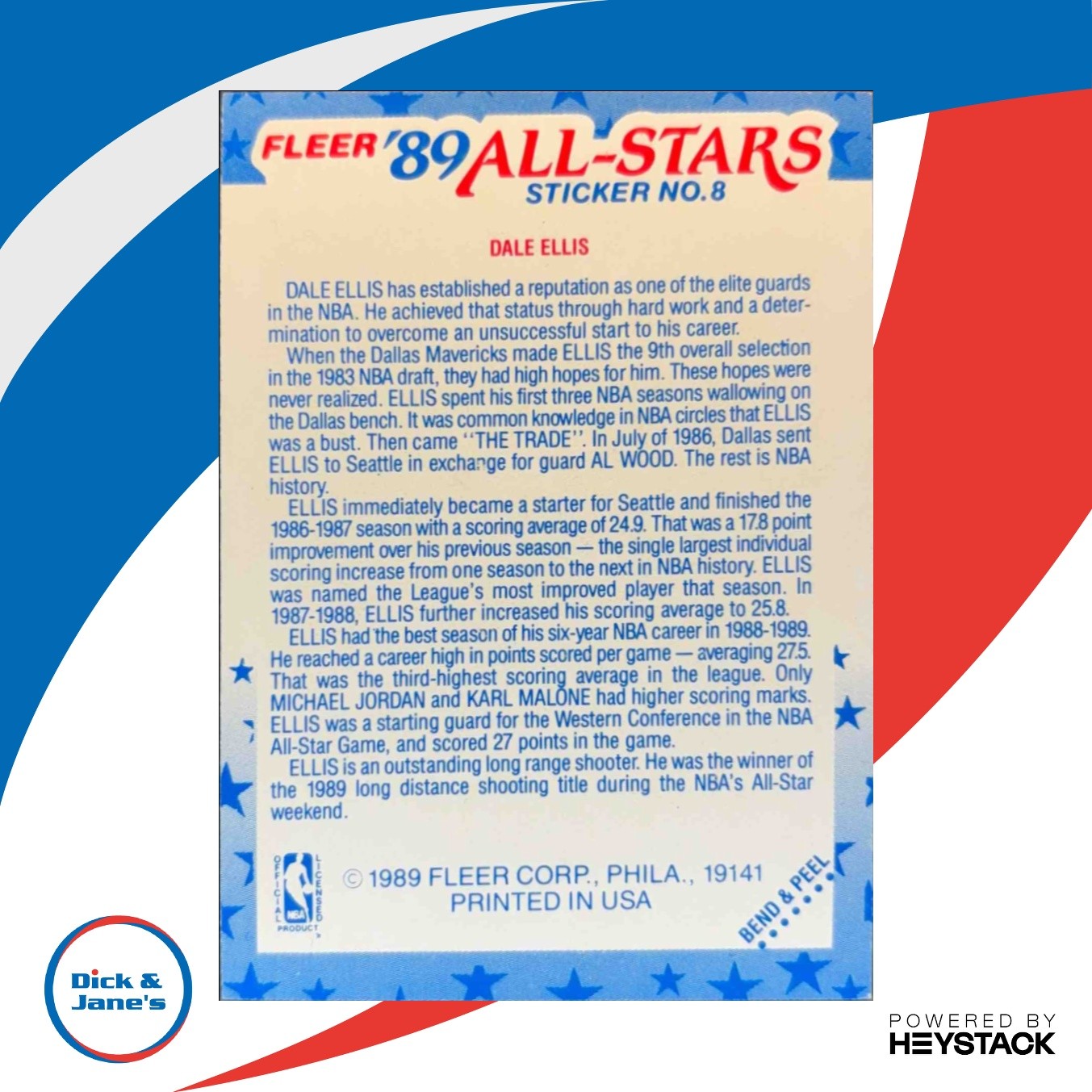 1989-90 Fleer Dale Ellis Stickers #8
