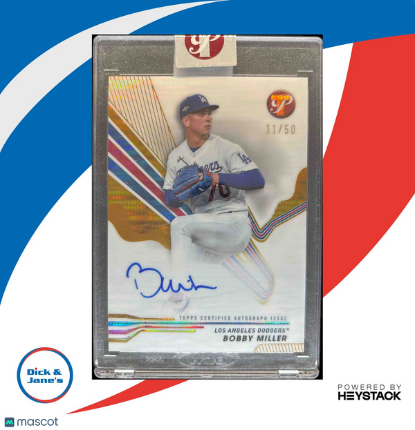 2024 Topps Pristine Bobby Miller Auto Gold Refractor 11/50 Los Angeles Dodgers