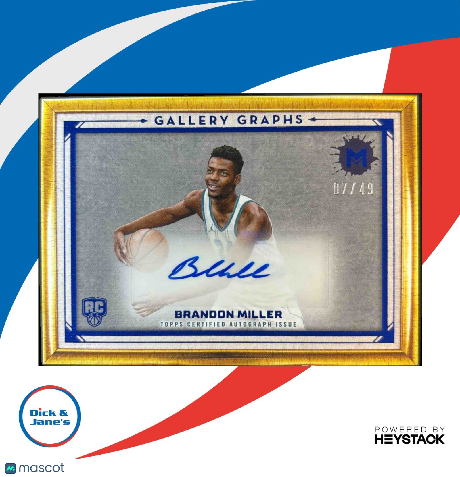 2023-24 Topps Motif Brandon Miller Gallery Graphs Ultramarine Blue 07/49 RC Auto