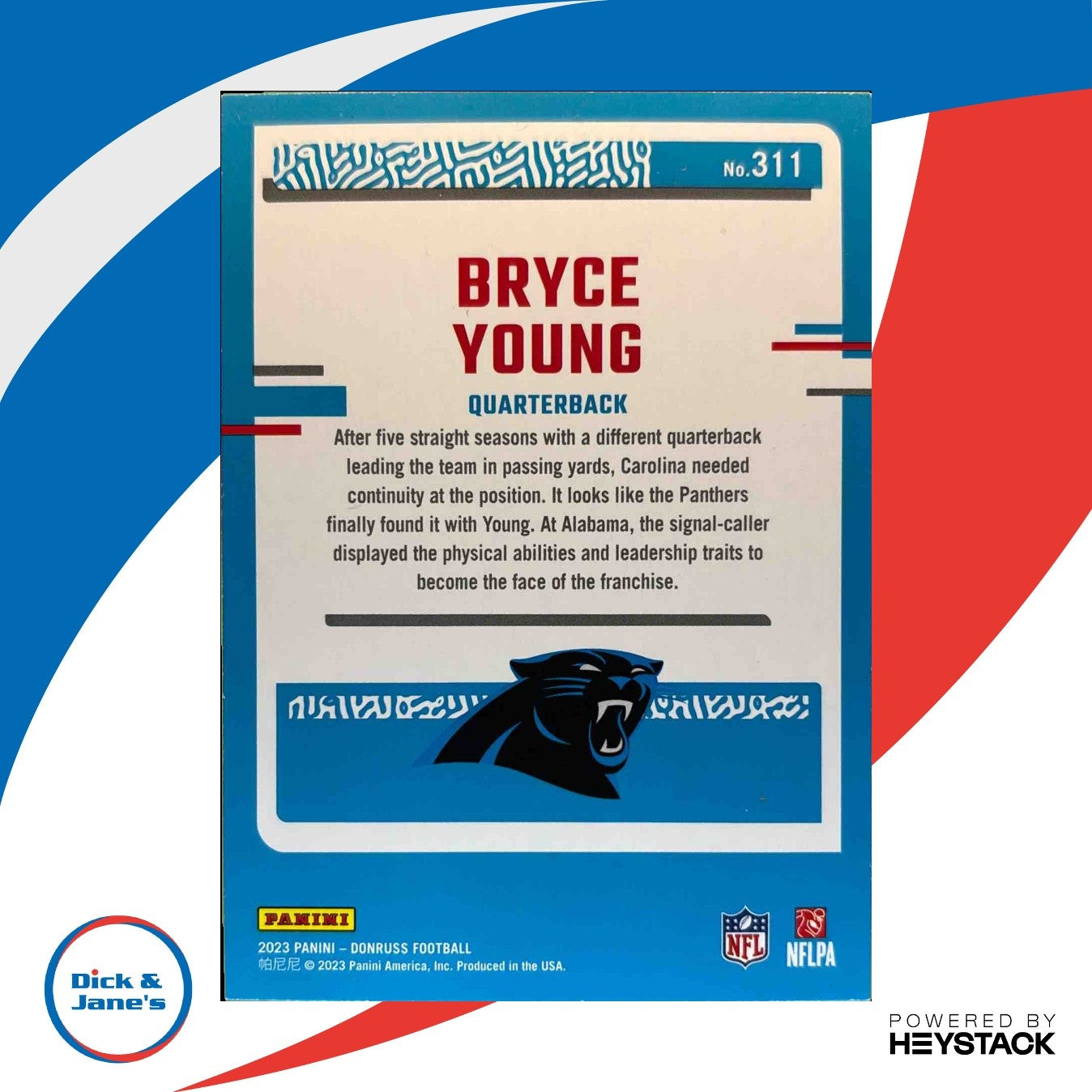 2023 Panini Donruss Bryce Young Press Proof Green #311 RC Rated Rookie Panthers