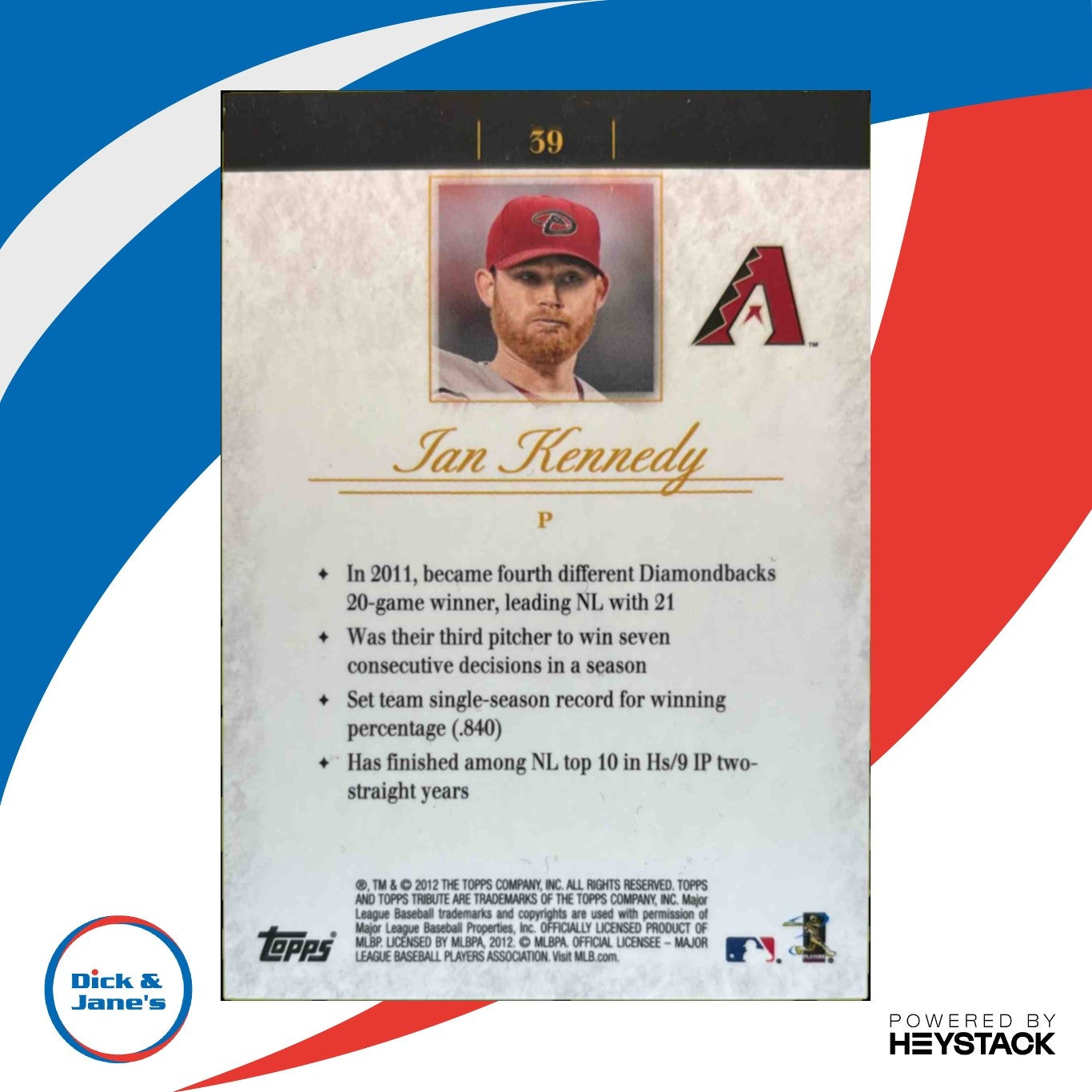 2012 Topps Tribute Ian Kennedy Blue /199 #39 Arizona Diamondbacks