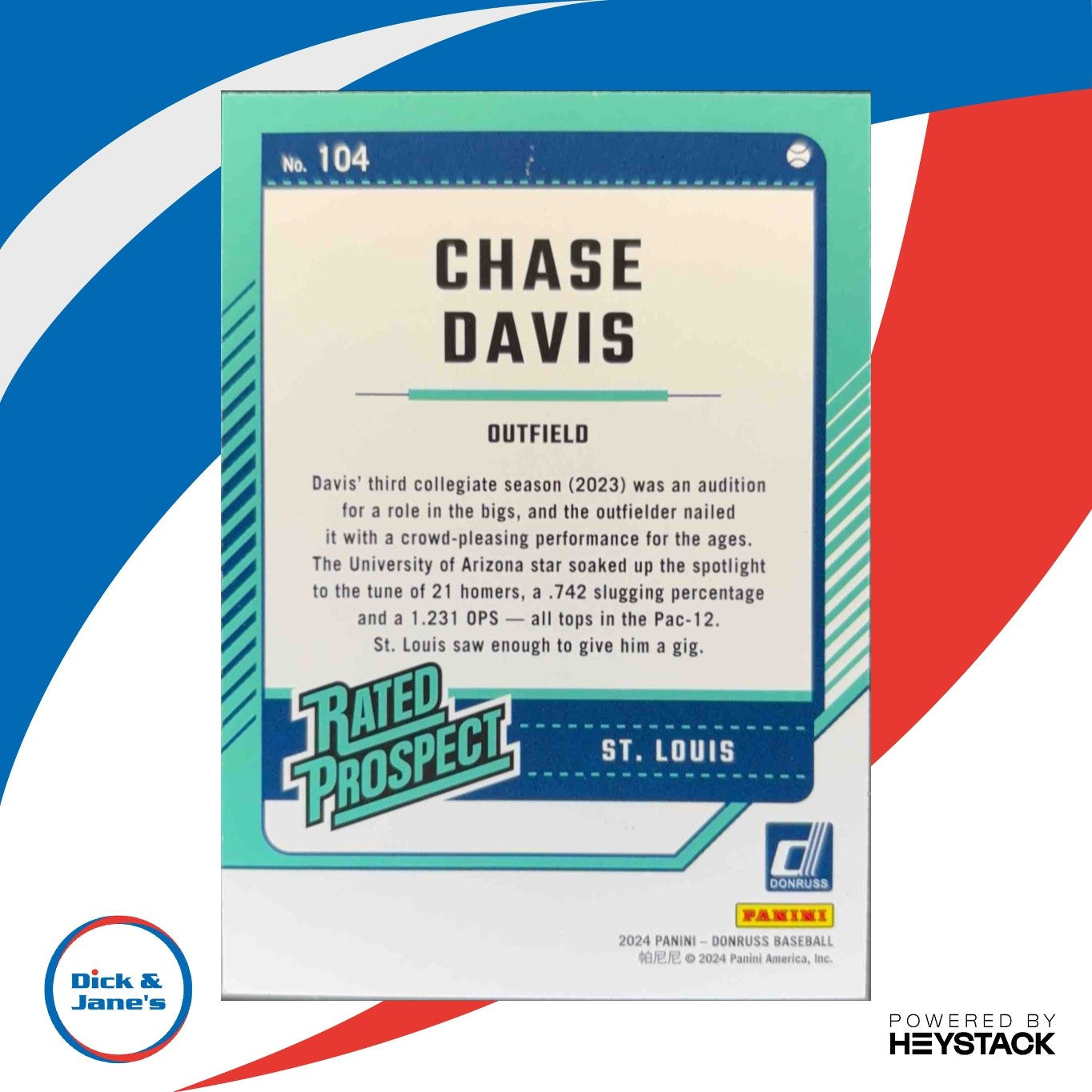 2024 Panini Donruss Chase Davis Liberty #104 Rated Prospect St. Louis Cardinals