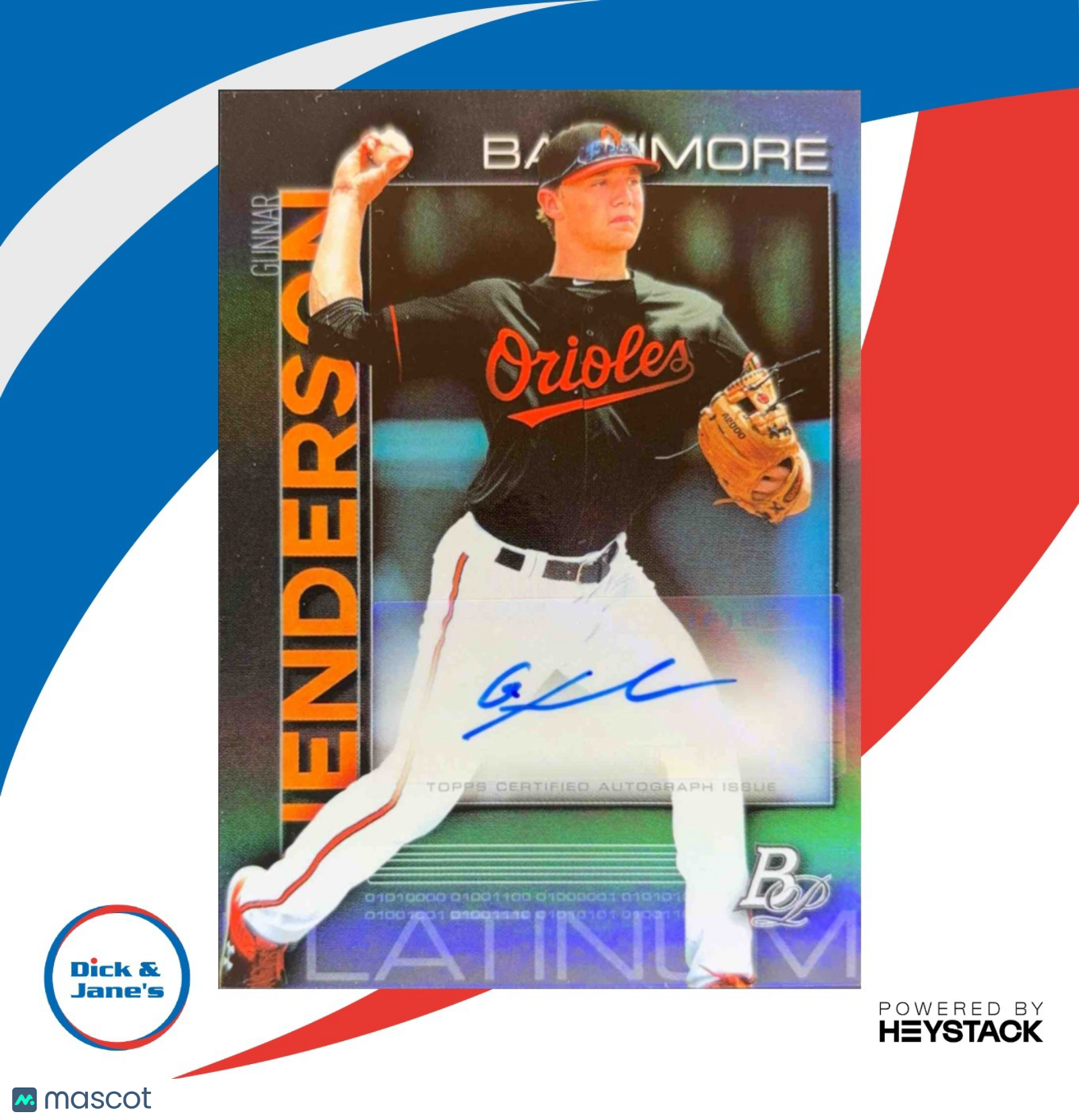 2020 Bowman Platinum Gunnar Henderson Top Prospect Auto TOP-70 Baltimore Orioles