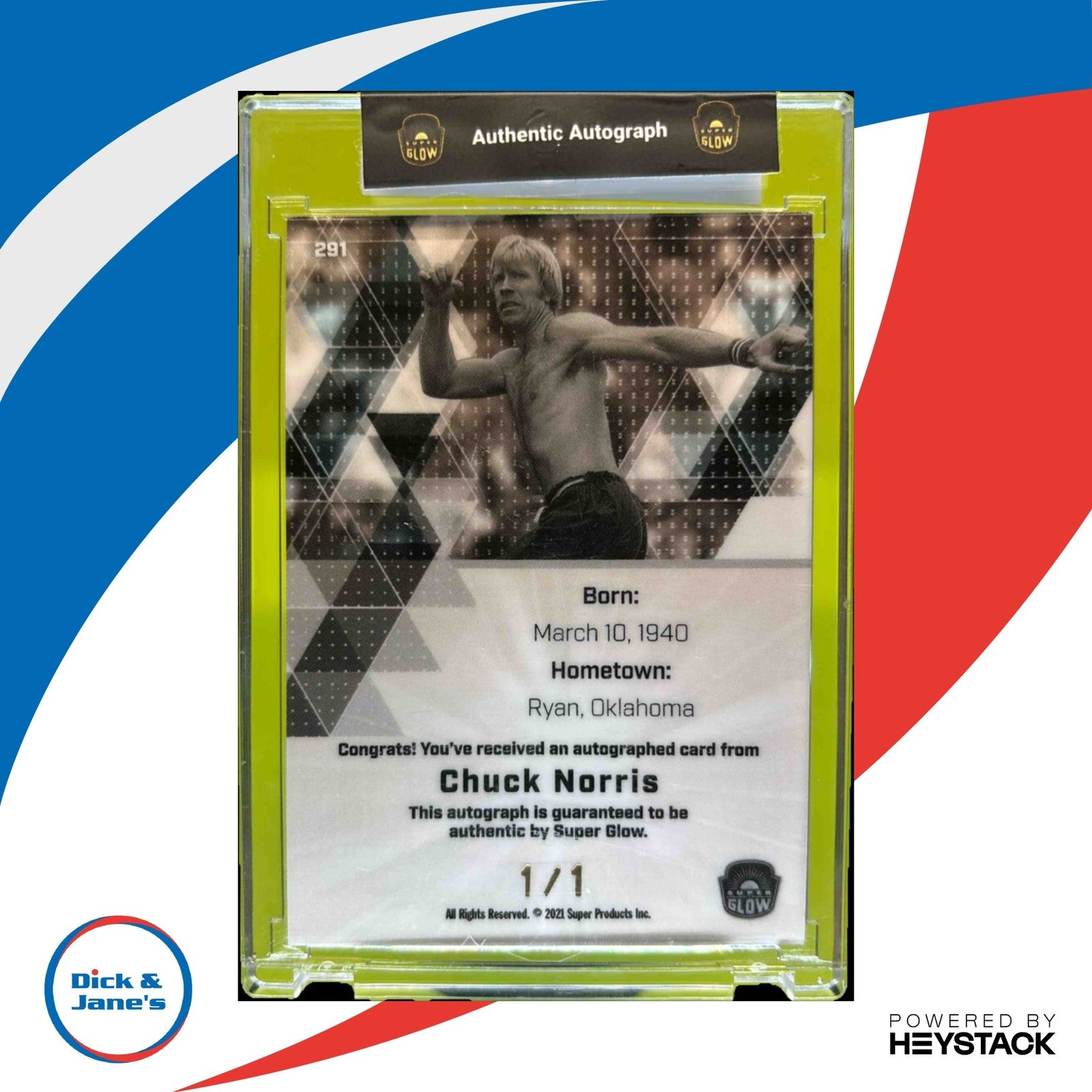 2021 Super Glow Sports Chuck Norris Auto Cracked Ice Gold 1/1 #291