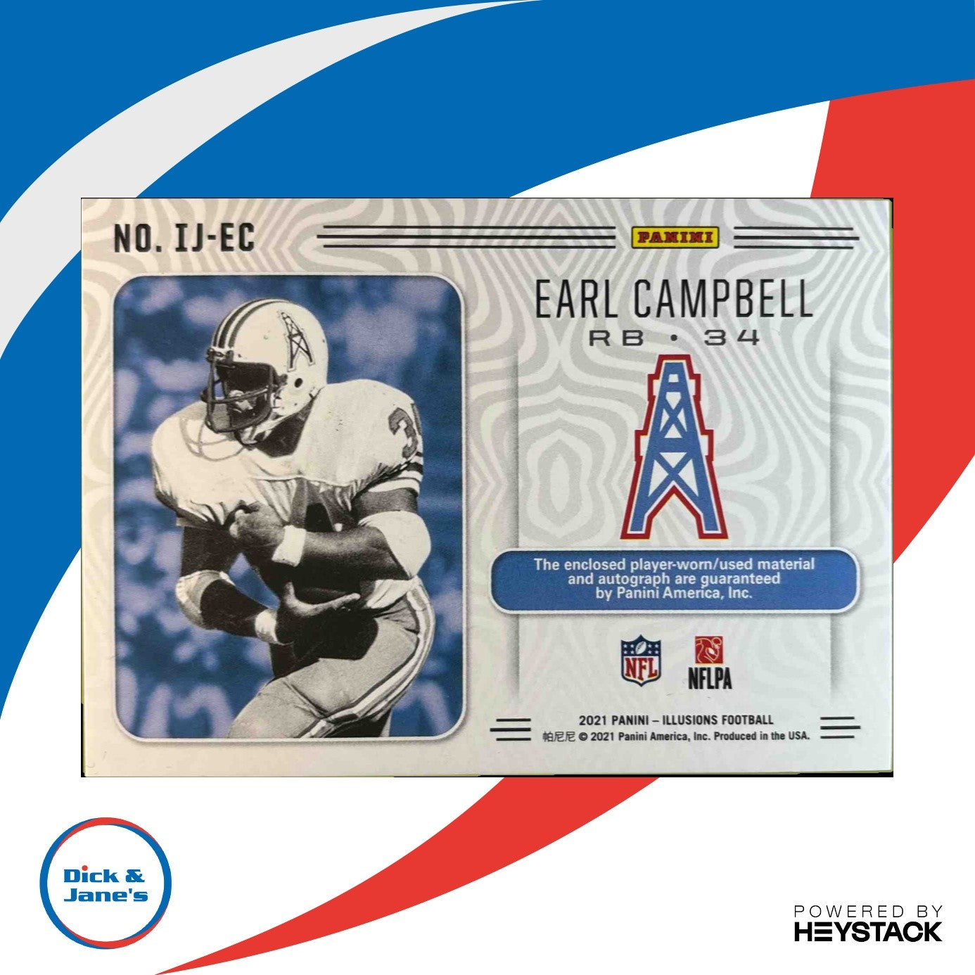 2021 Panini Illusions Earl Campbell Immortalized Jersey Auto 25/35 #IJ-EC