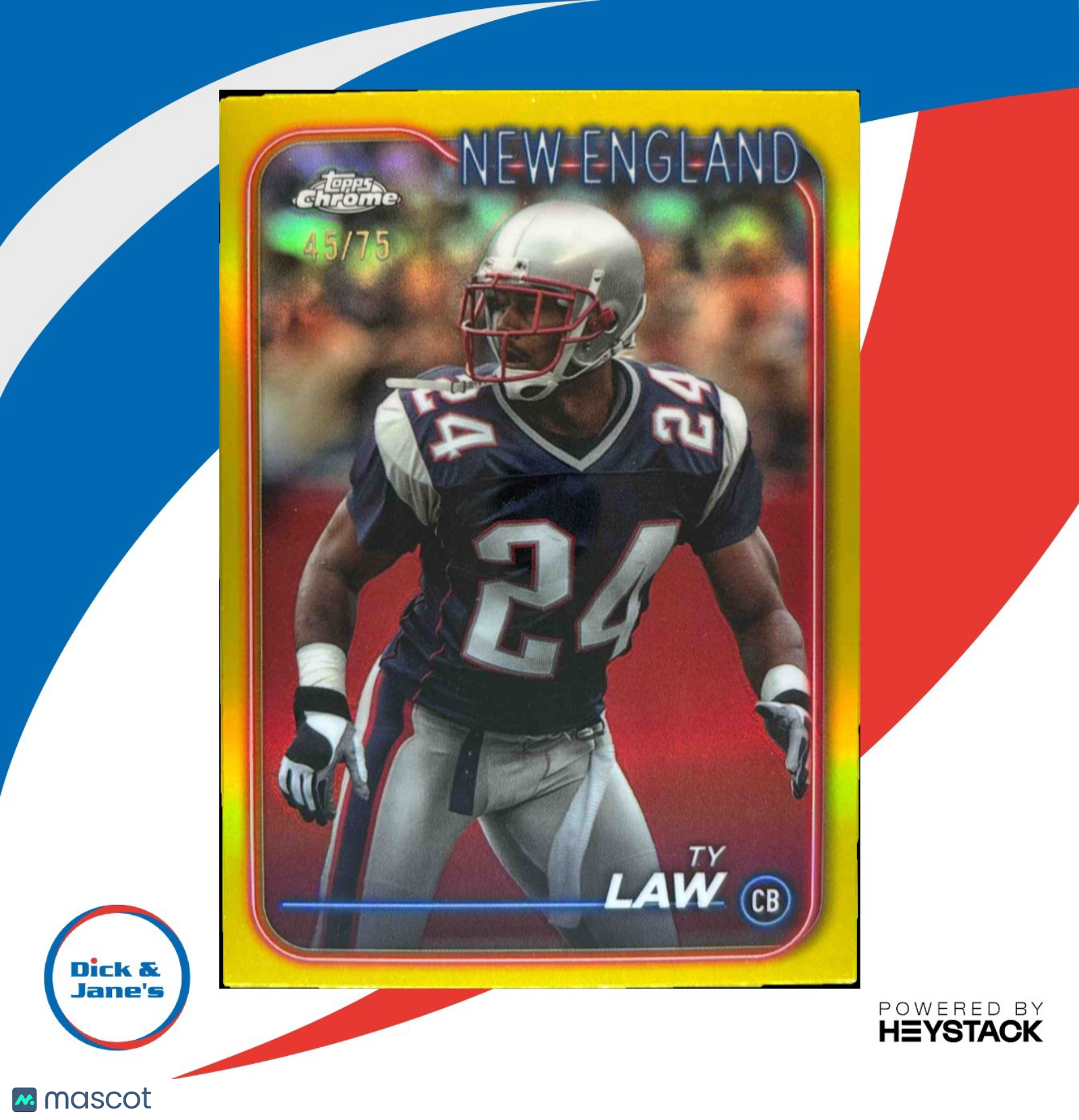 2024 Topps Chrome Ty Law Yellow Refractor 45/75 #123 New England Patriots