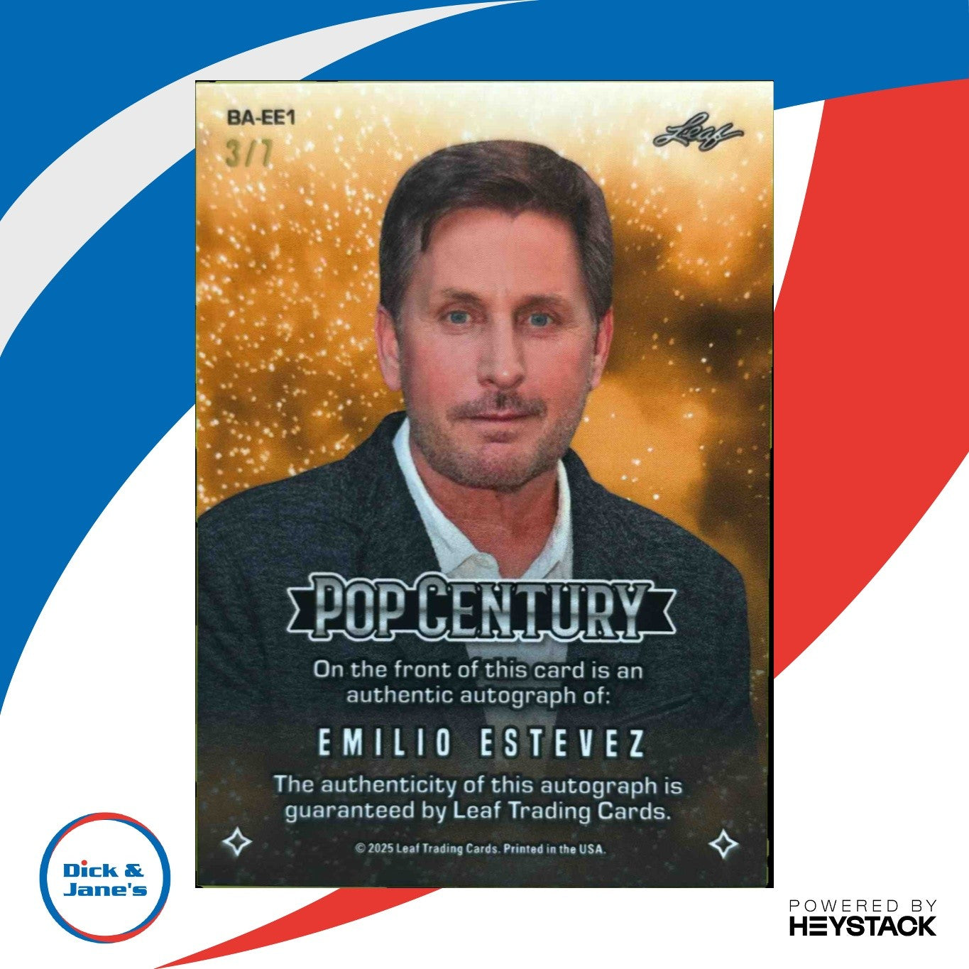 2025 Leaf Metal Pop Century Emilio Estevez Auto Prismatic Platinum Blue /7 EE1