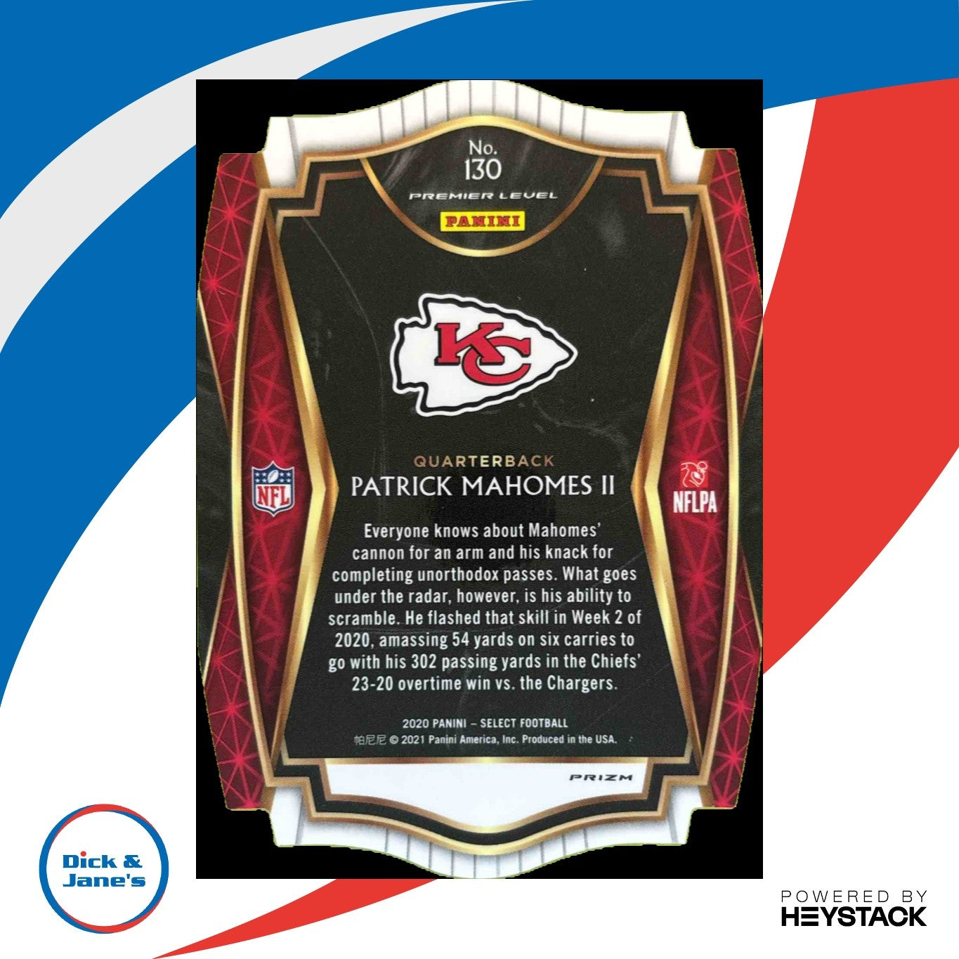 2020 Select Patrick Mahomes II Purple Prizm Die Cut Premier Kansas City Chiefs