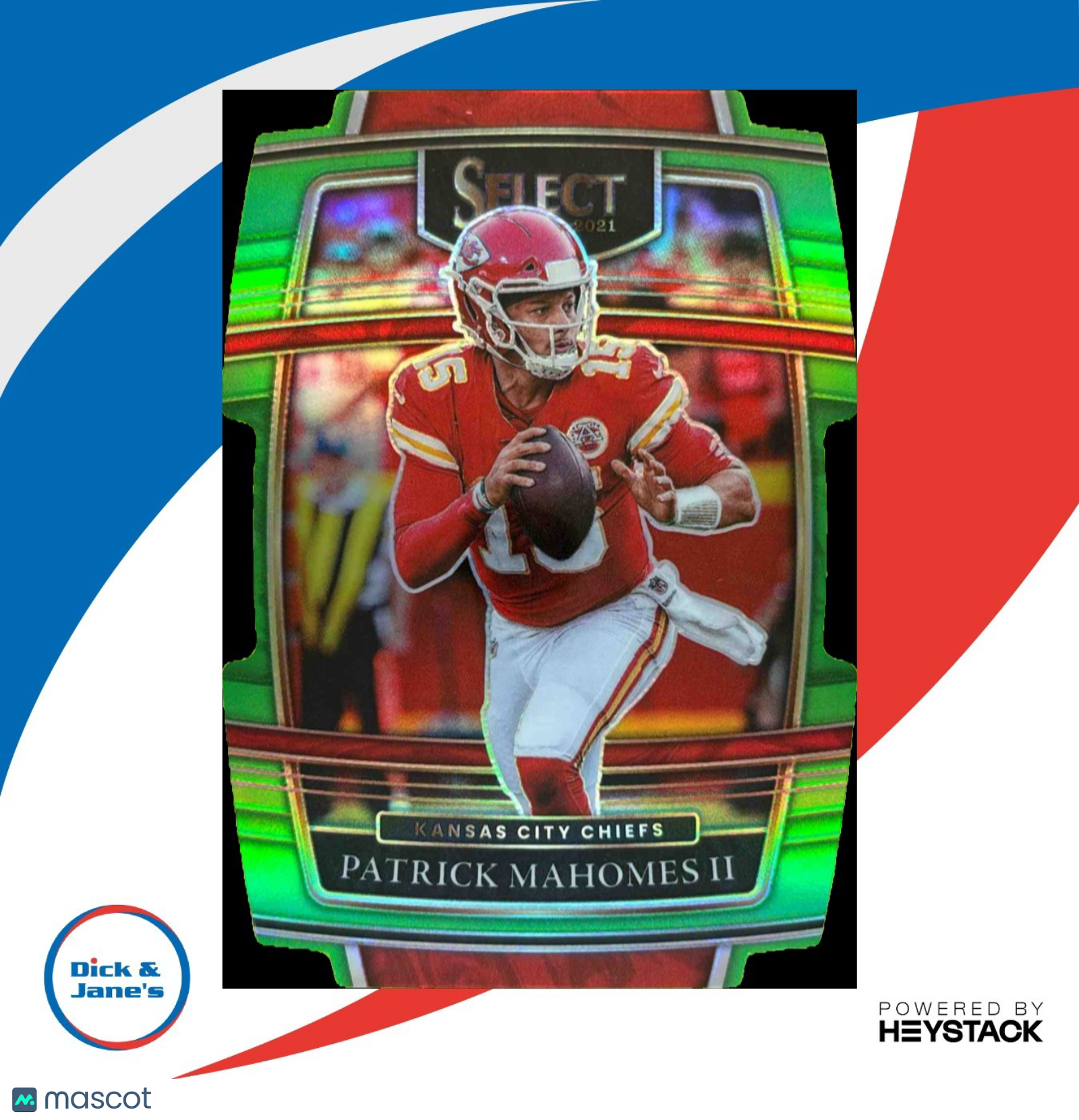 2021 Select Patrick Mahomes Neon Green Prizm Die Cut 199/349 Concourse KC Chiefs