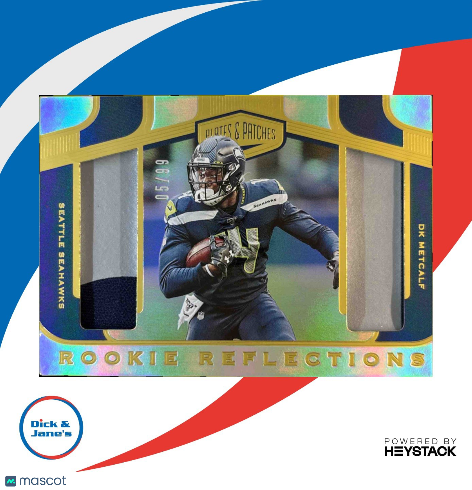 2019 Plates & Patches DK Metcalf Rookie Reflections Relics Blue /50 Seahawks