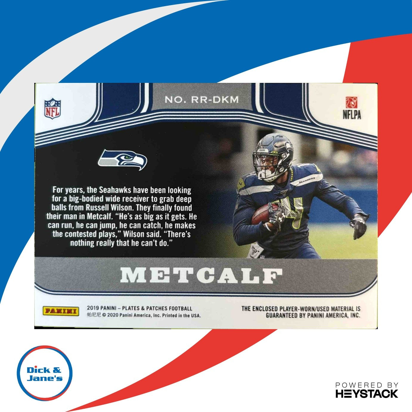 2019 Plates & Patches DK Metcalf Rookie Reflections Relics Blue /50 Seahawks