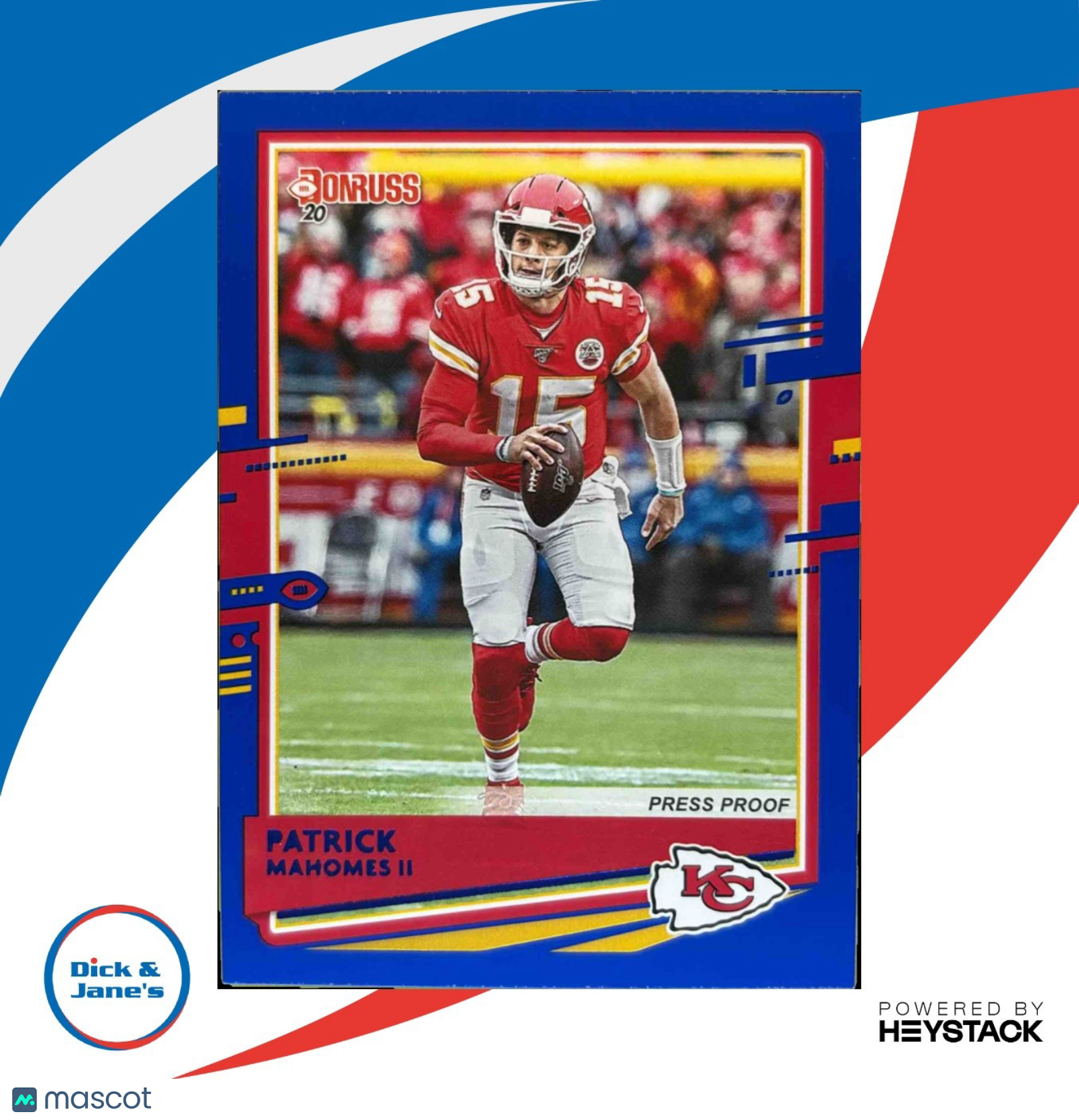 2020 Panini Donruss Patrick Mahomes II Press Proof Blue #1b Kansas City Chiefs