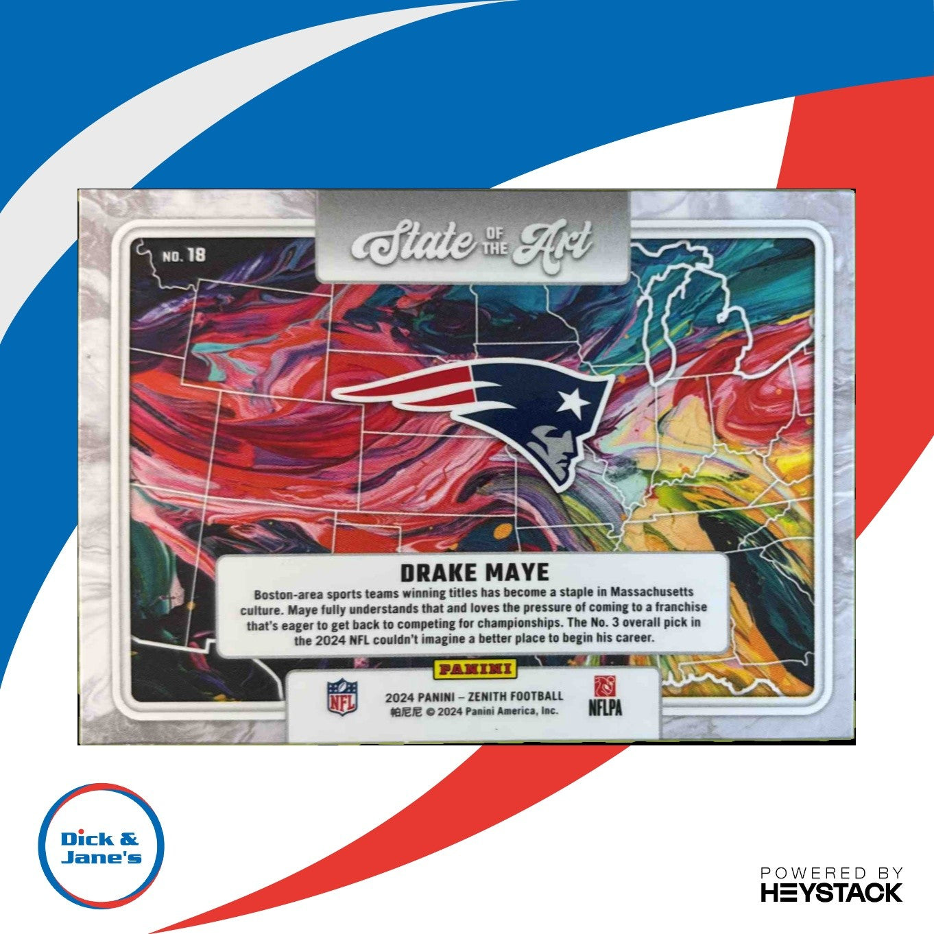 2024 Panini Zenith Drake Maye State of the Art #18 RC New England Patriots