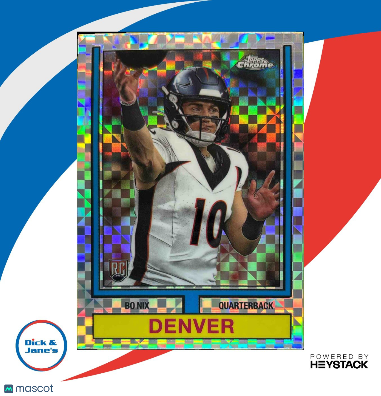 2024 Topps Chrome Bo Nix 1974 Football X-Fractor #74TF-4 RC Denver Broncos