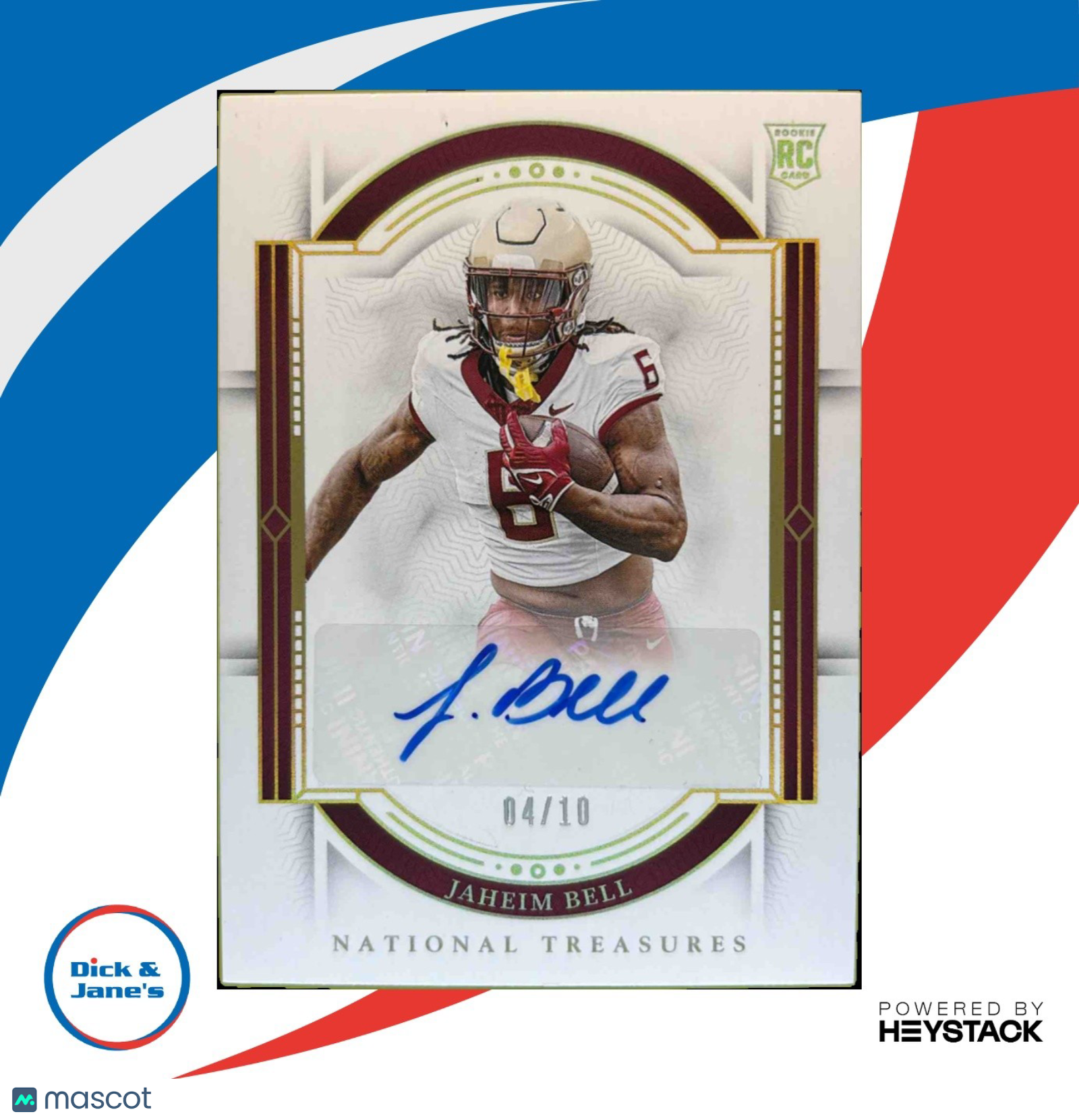 2024 National Treasures Collegiate Jaheim Bell Rookie Signatures Gold /10 Auto