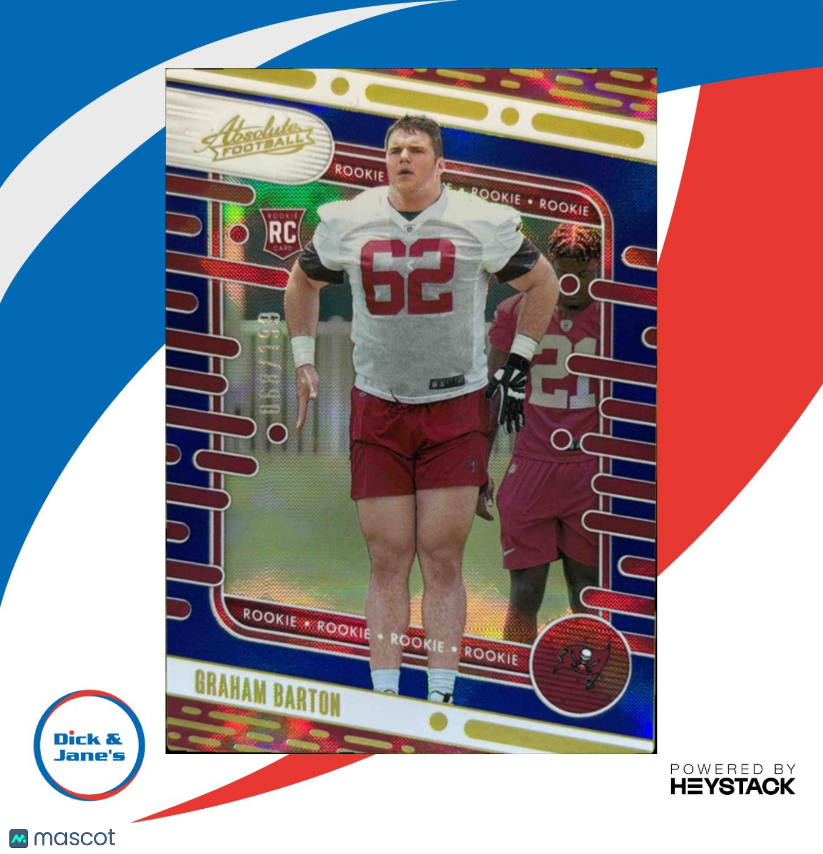 2024 Absolute Graham Barton Rookies Blue Diamonds 68/199 RC Tampa Bay Buccaneers