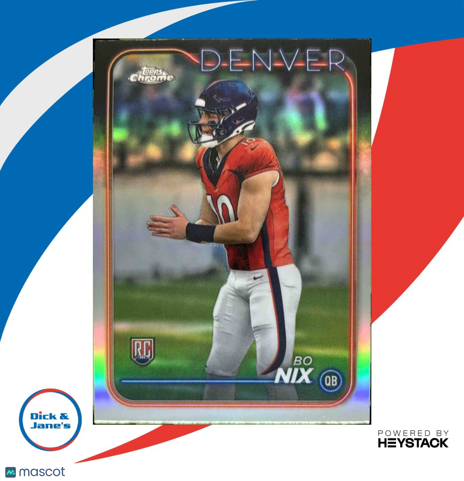 2024 Topps Chrome Bo Nix Refractor #206 RC Denver Broncos Rookie Card