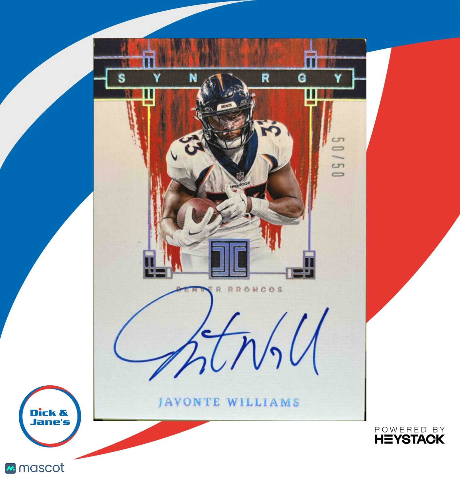 2024 Panini Impeccable Javonte Williams Synergy Signatures 50/50 #12 Auto