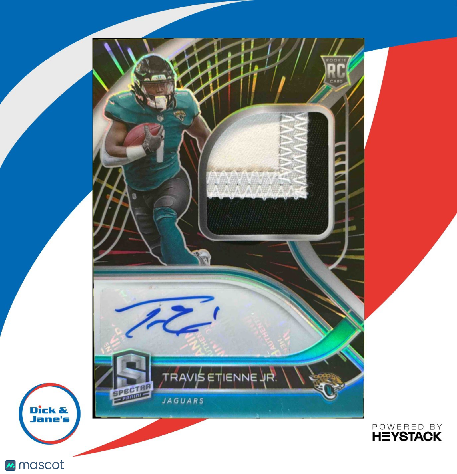 2021 Spectra Travis Etienne Jr. Rookie Patch Auto Hyper /60 Jacksonville Jaguars