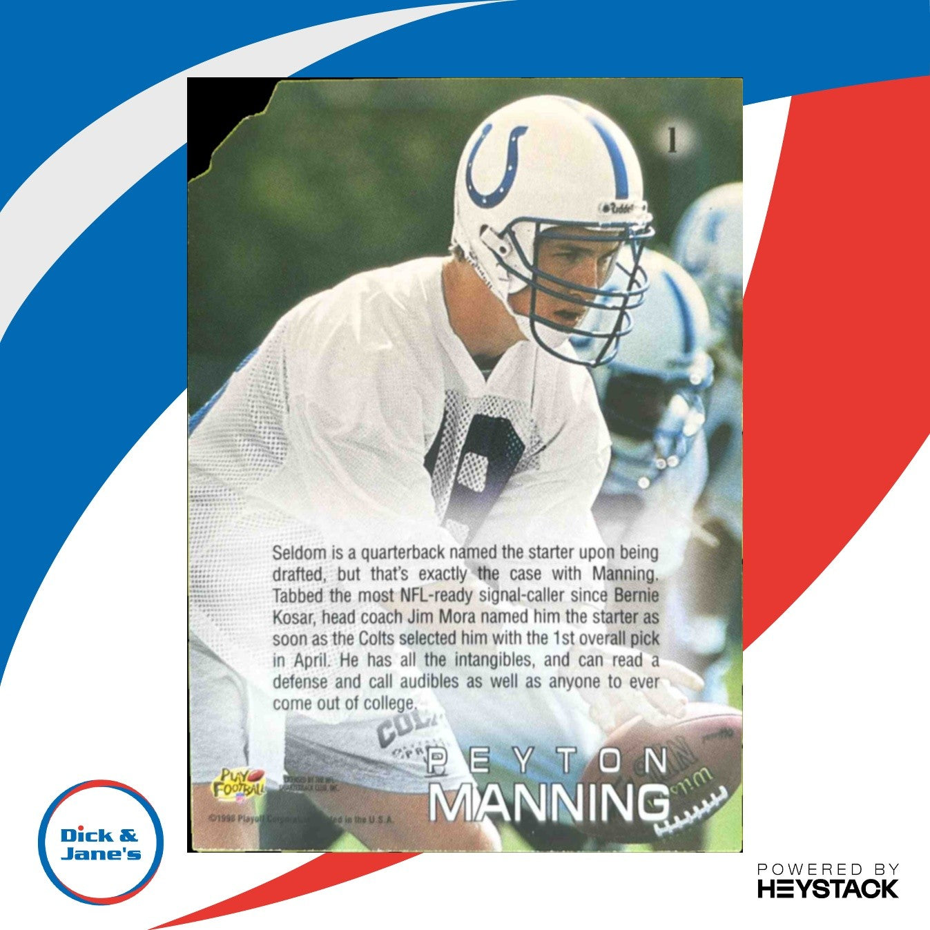 1998 Playoff Absolute SSD Hobby Peyton Manning Draft Picks #1 Indianapolis Colts