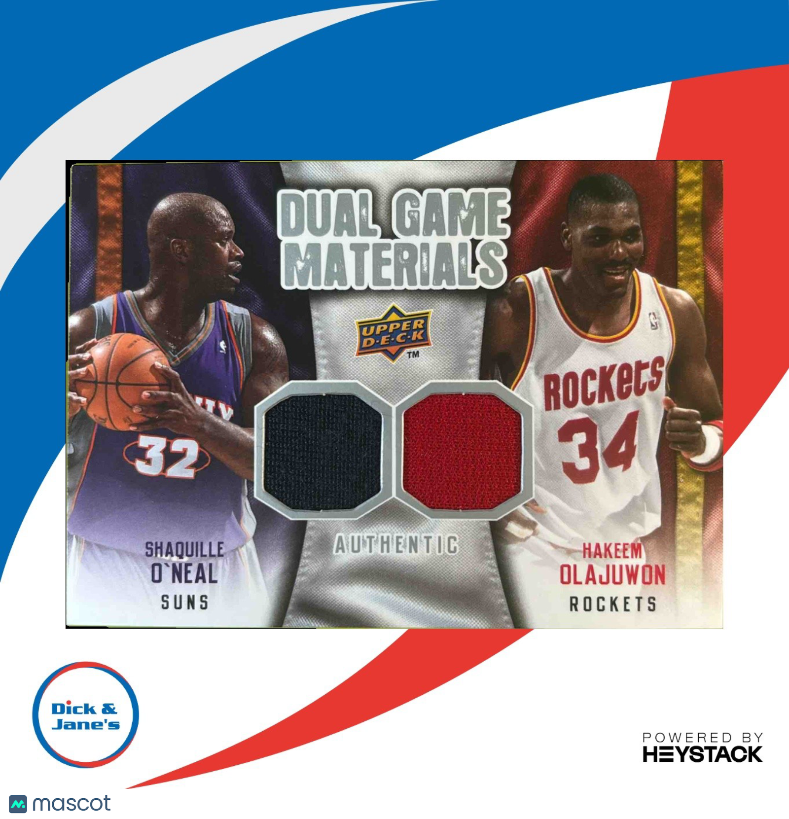 2009-10 Upper Deck Hakeem Olajuwon Shaquille O'Neal Dual Game-Used Materials