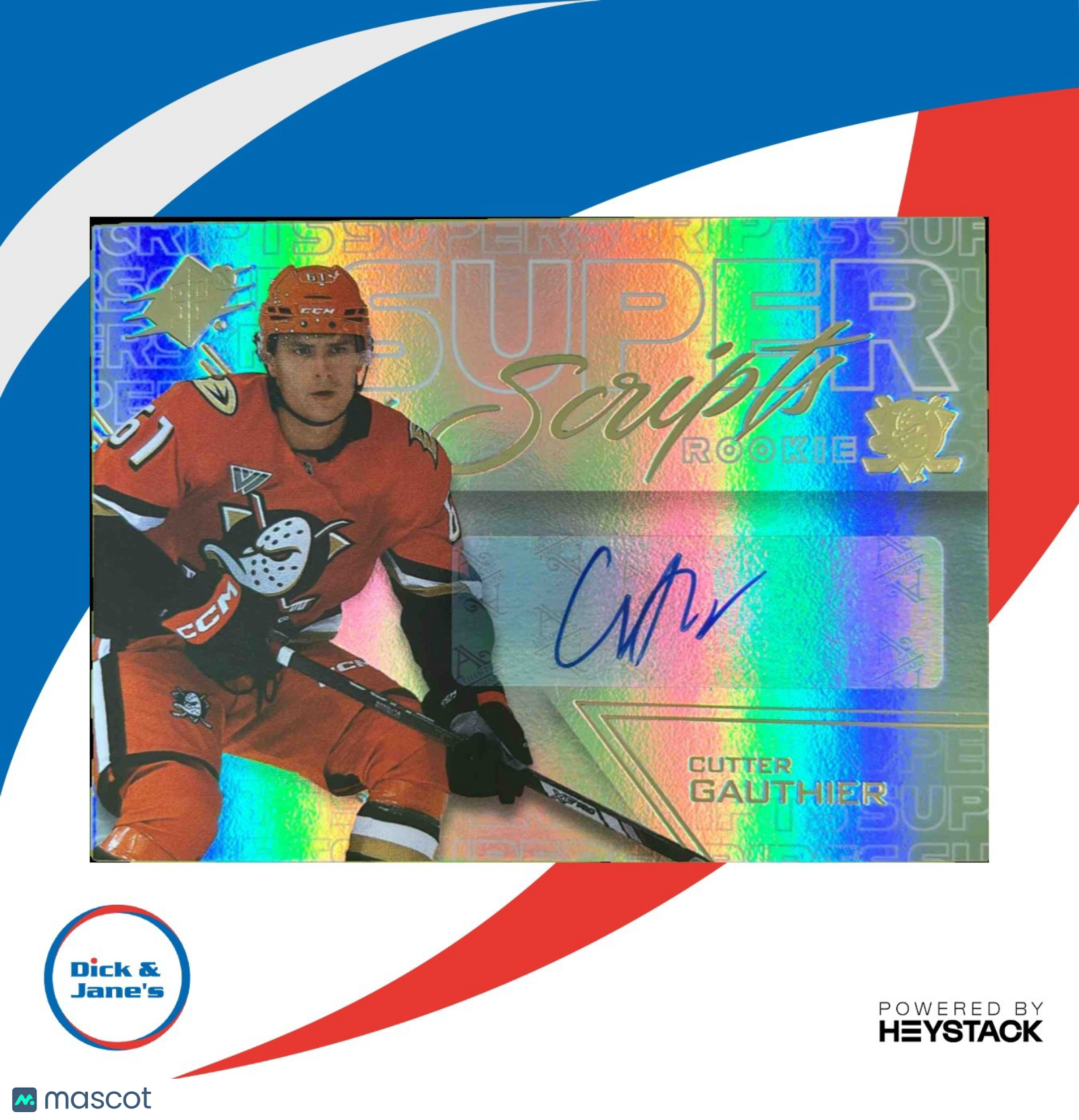 2024-25 Upper Deck SPx Cutter Gauthier SuperScripts Rookies Auto Anaheim Ducks