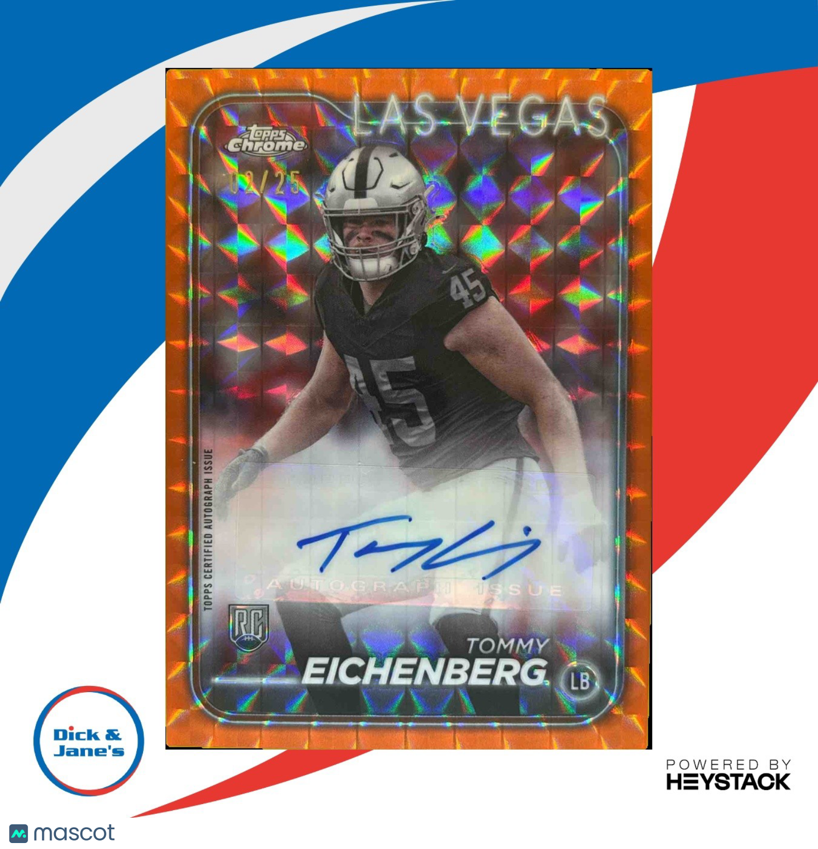 2024 Topps Chrome Tommy Eichenberg Rookie Auto Orange Geometric Refractor /25 RC