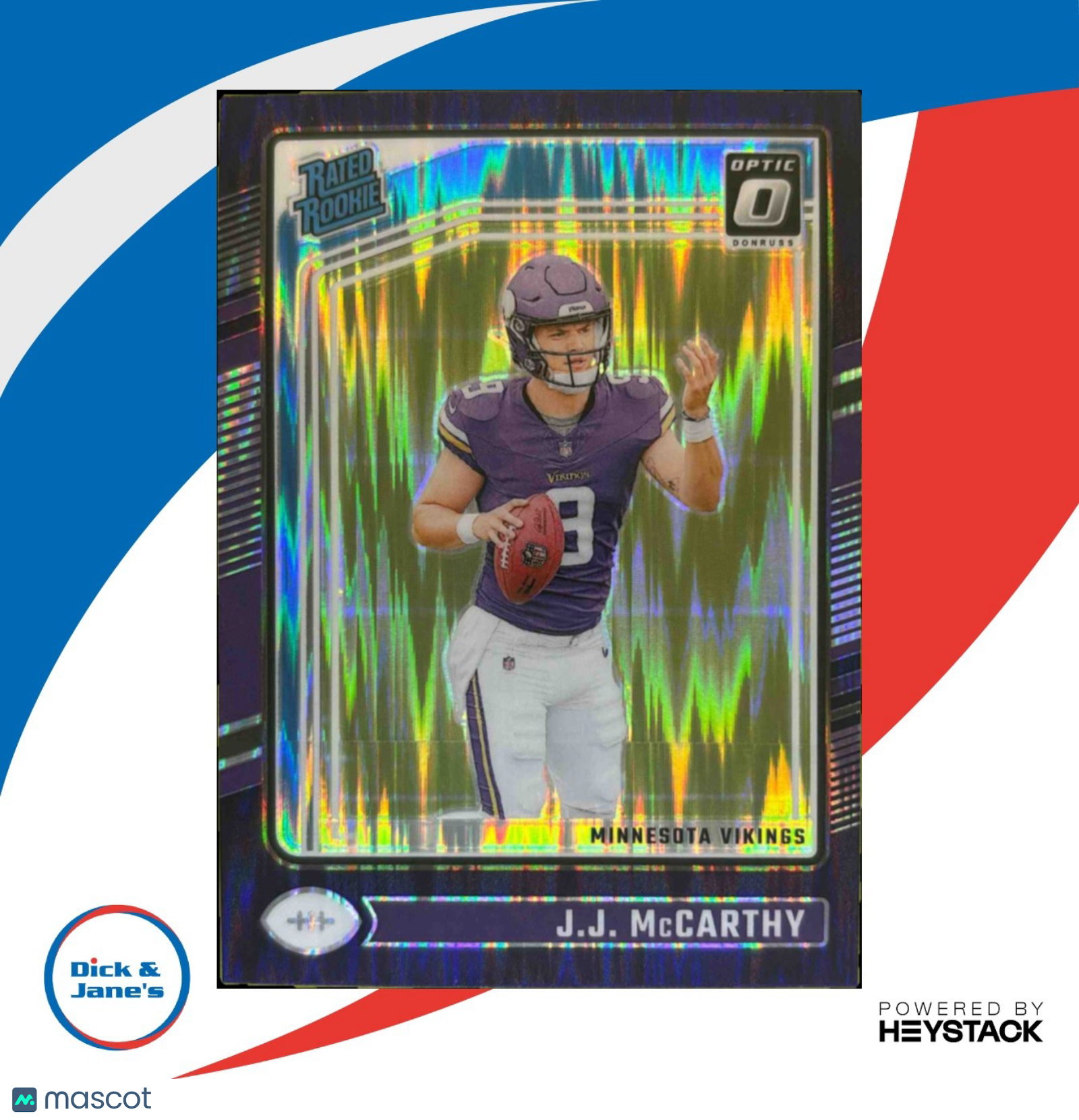 2024 Optic J.J. McCarthy Purple Shock 235 Rated Rookie Minnesota Vikings