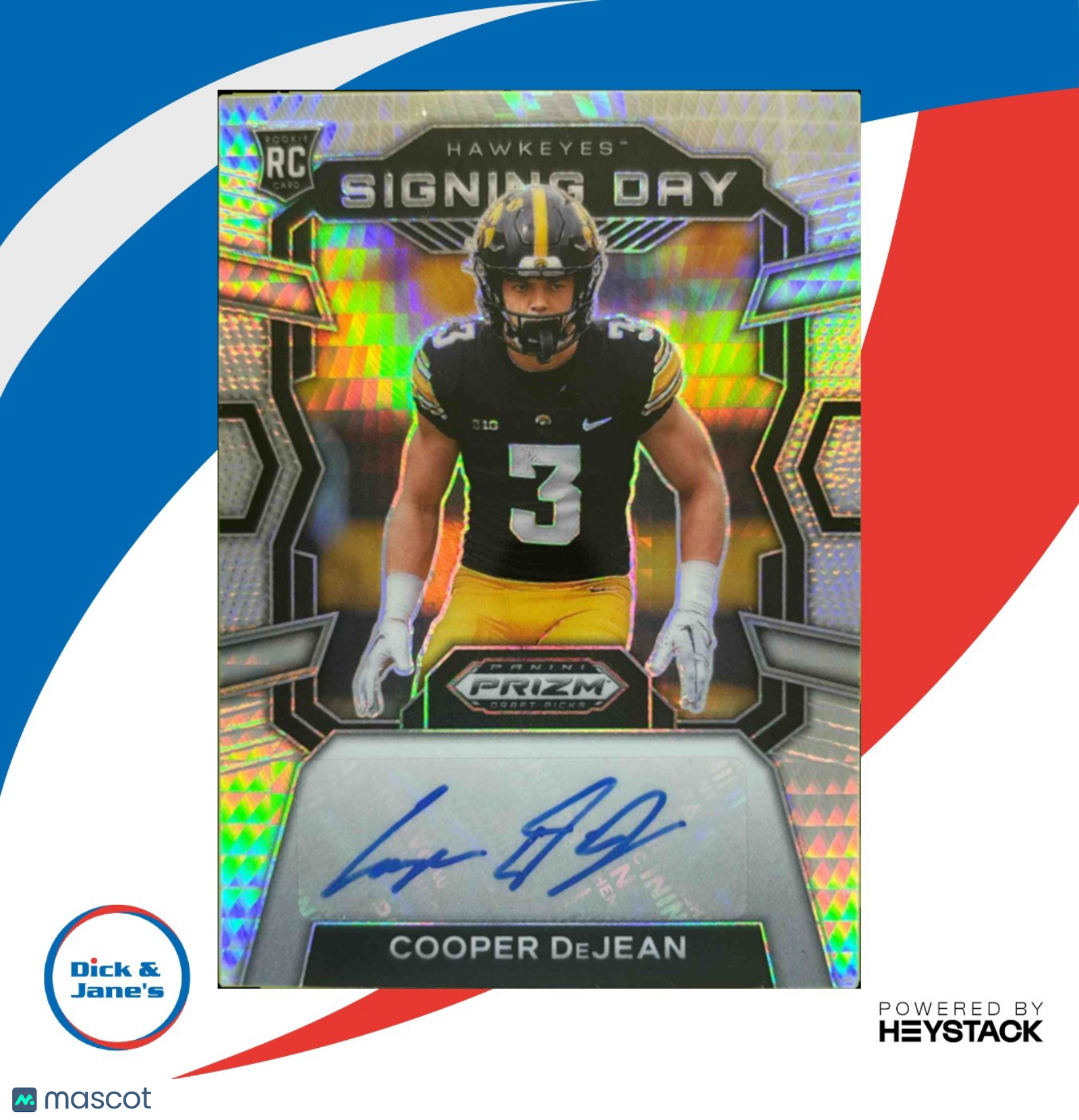 2024 Prizm Collegiate Draft Cooper DeJean Signing Day Auto Silver Rookie Holo