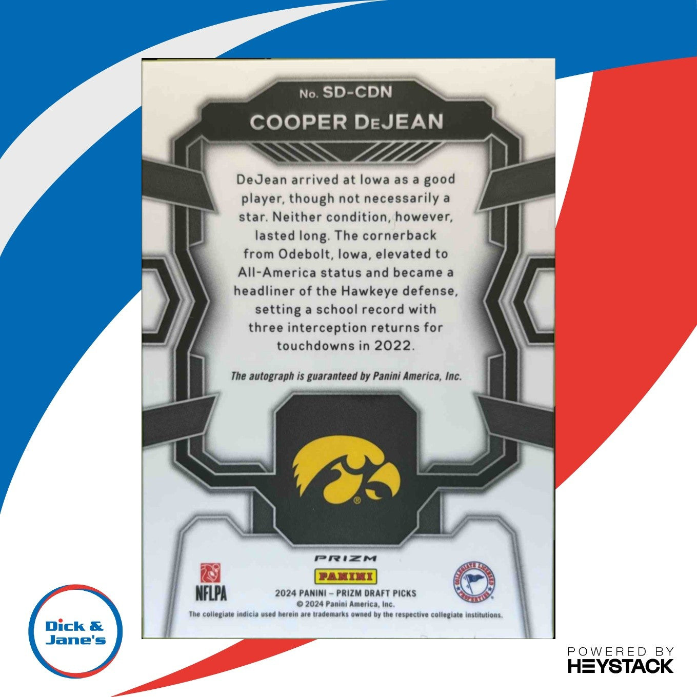 2024 Prizm Collegiate Draft Cooper DeJean Signing Day Auto Silver Rookie Holo