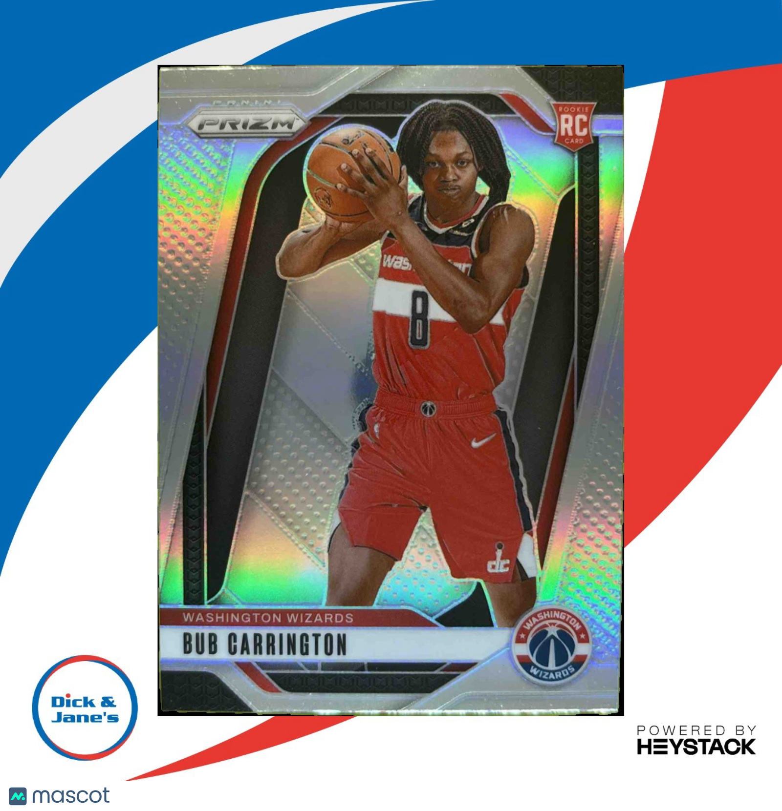 2024-25 Panini Prizm Bub Carrington Silver Holo #244 RC Washington Wizards
