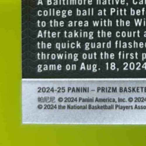 2024-25 Panini Prizm Bub Carrington Silver Holo #244 RC Washington Wizards