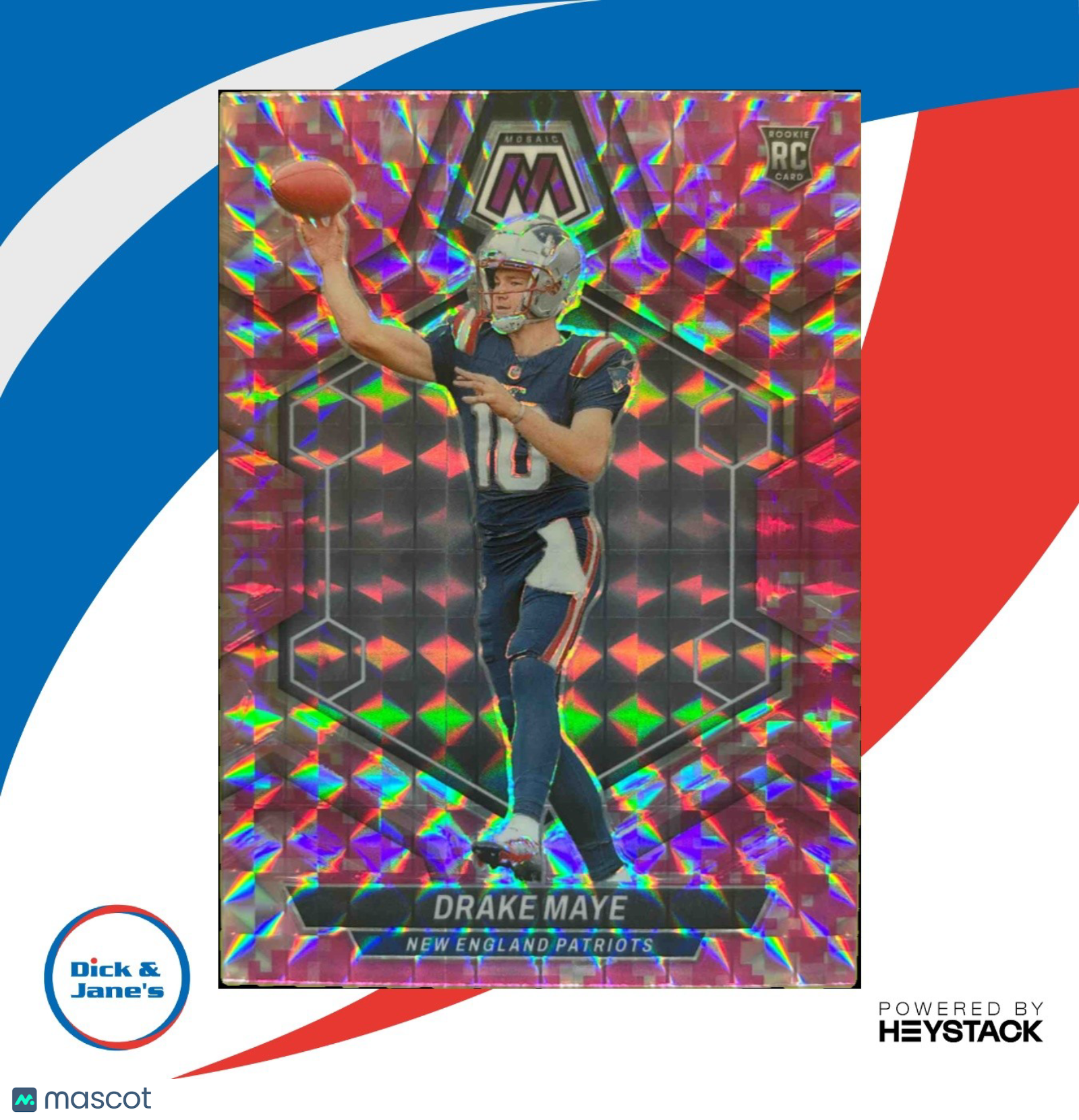 2024 Panini Mosaic Drake Maye Camo Pink Prizm #303 RC New England Patriots