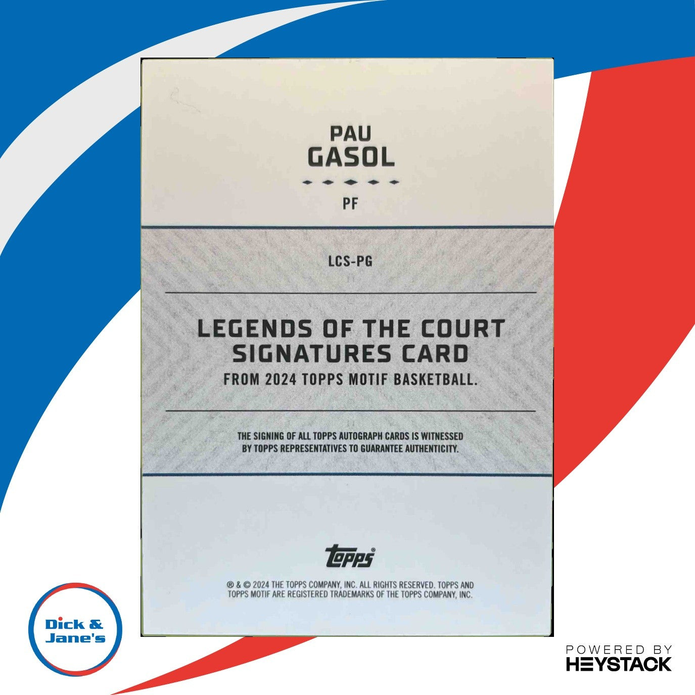 2023-24 Topps Motif Pau Gasol Legends Court Signatures Windsor Green 4/10 Auto