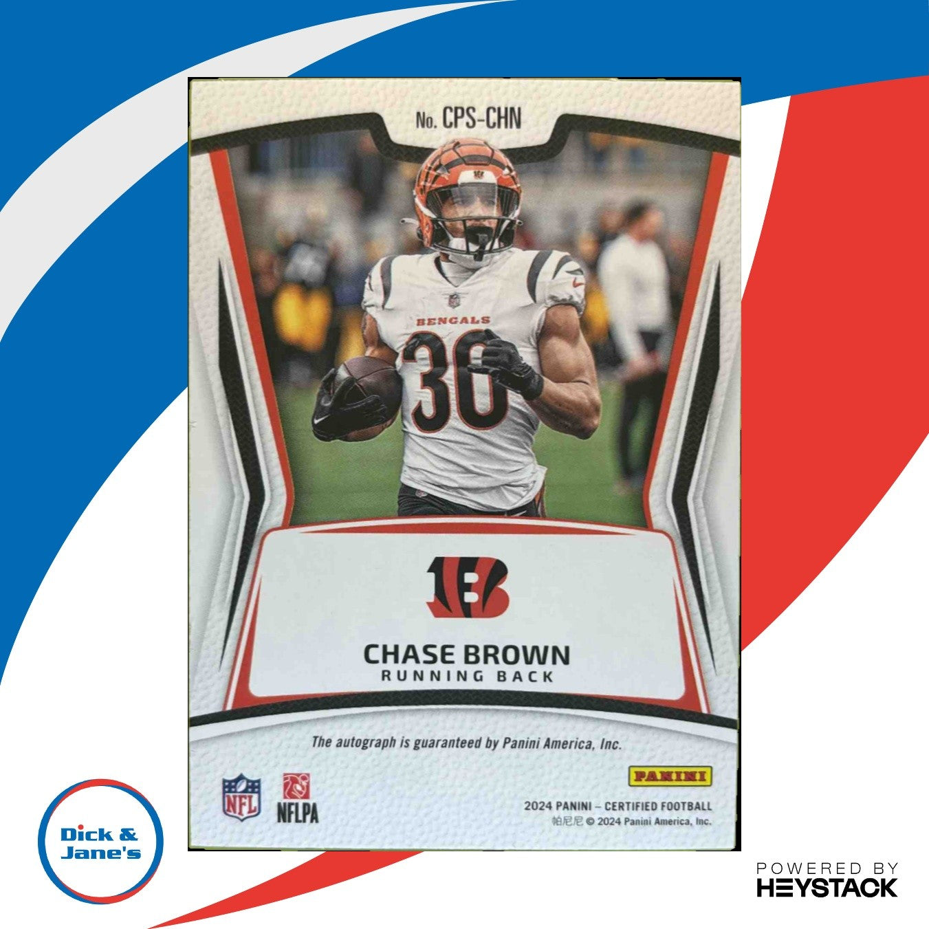 2024 Certified Chase Brown Potential Signatures Blue Mirror 45/75 Auto Bengals